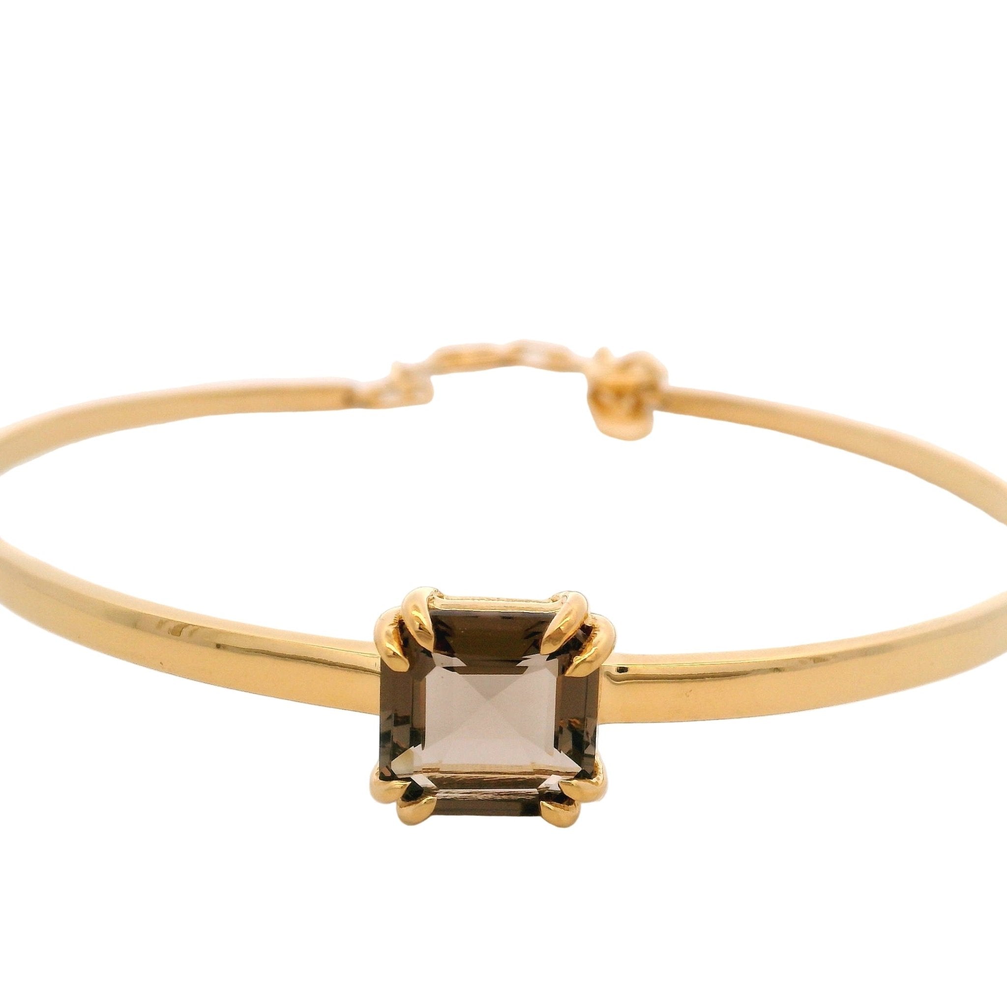 925YG SQUARE SMOKY QUARTZ BANGLE - C'SANTOS