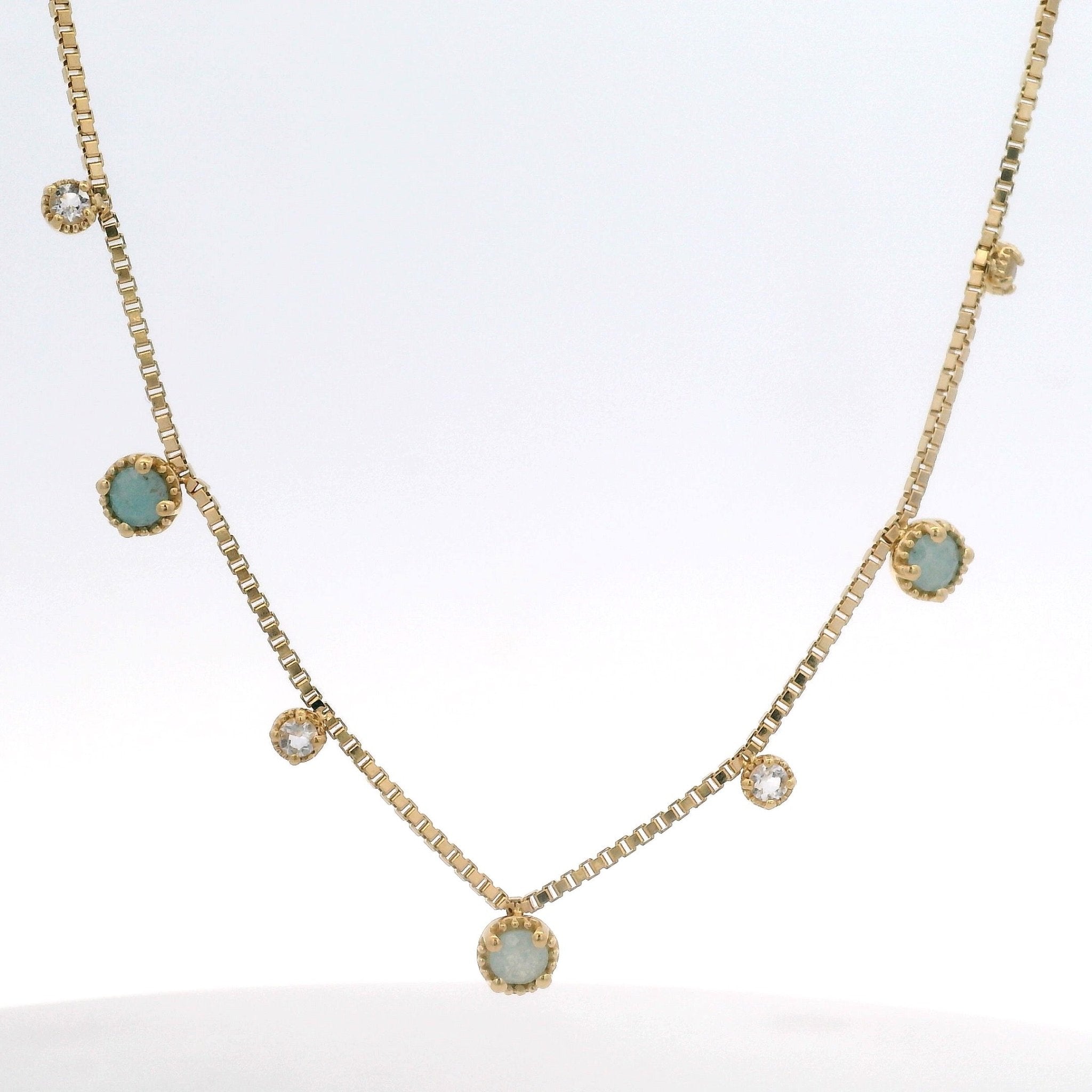 925YG STATION AQUA AND ROCK CRYSTAL NECKLACE - C'SANTOS