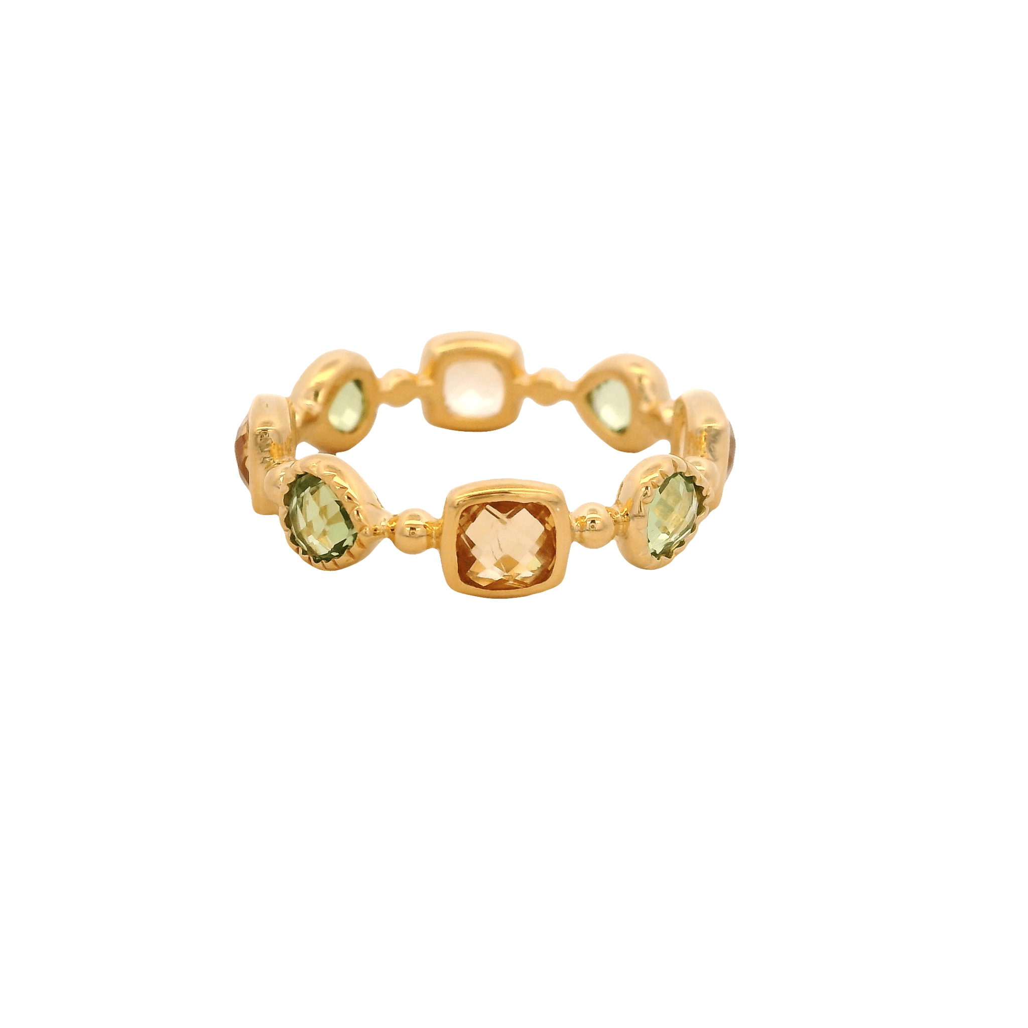 925YG STATION CITRINE AND PERIDOT RING T6.5 - C'SANTOS