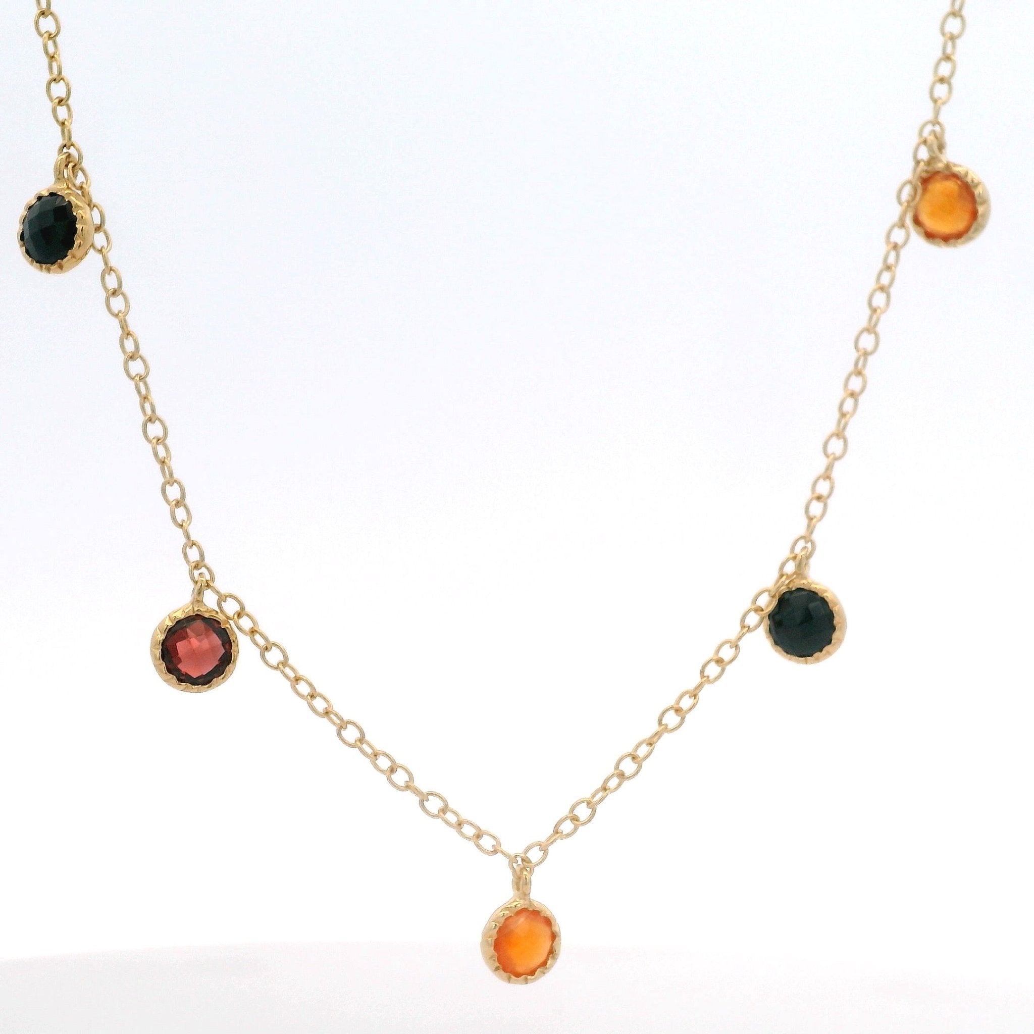 925YG STATION MIX STONE DARK NECKLACE - C'SANTOS