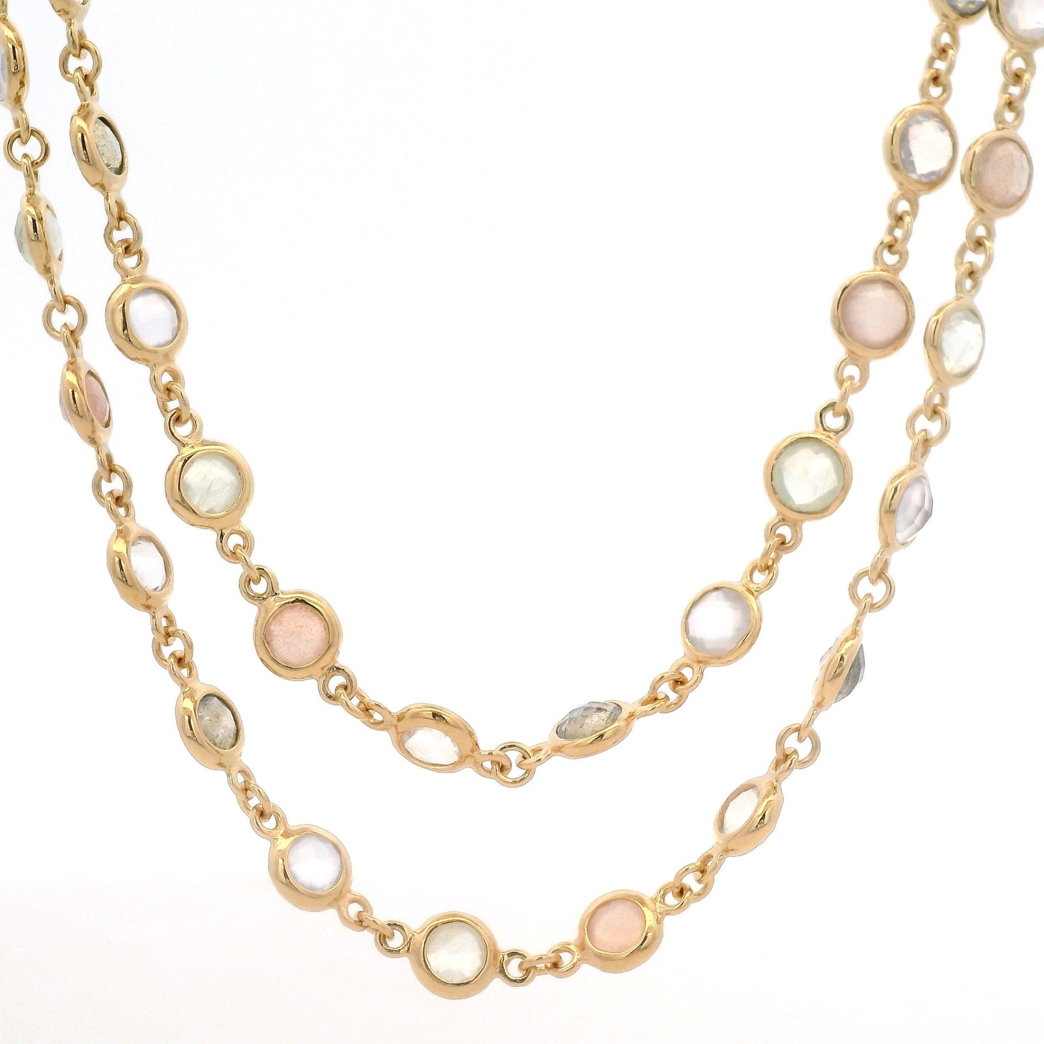 925YG STATION MULTI STONE NECKLACE - C'SANTOS