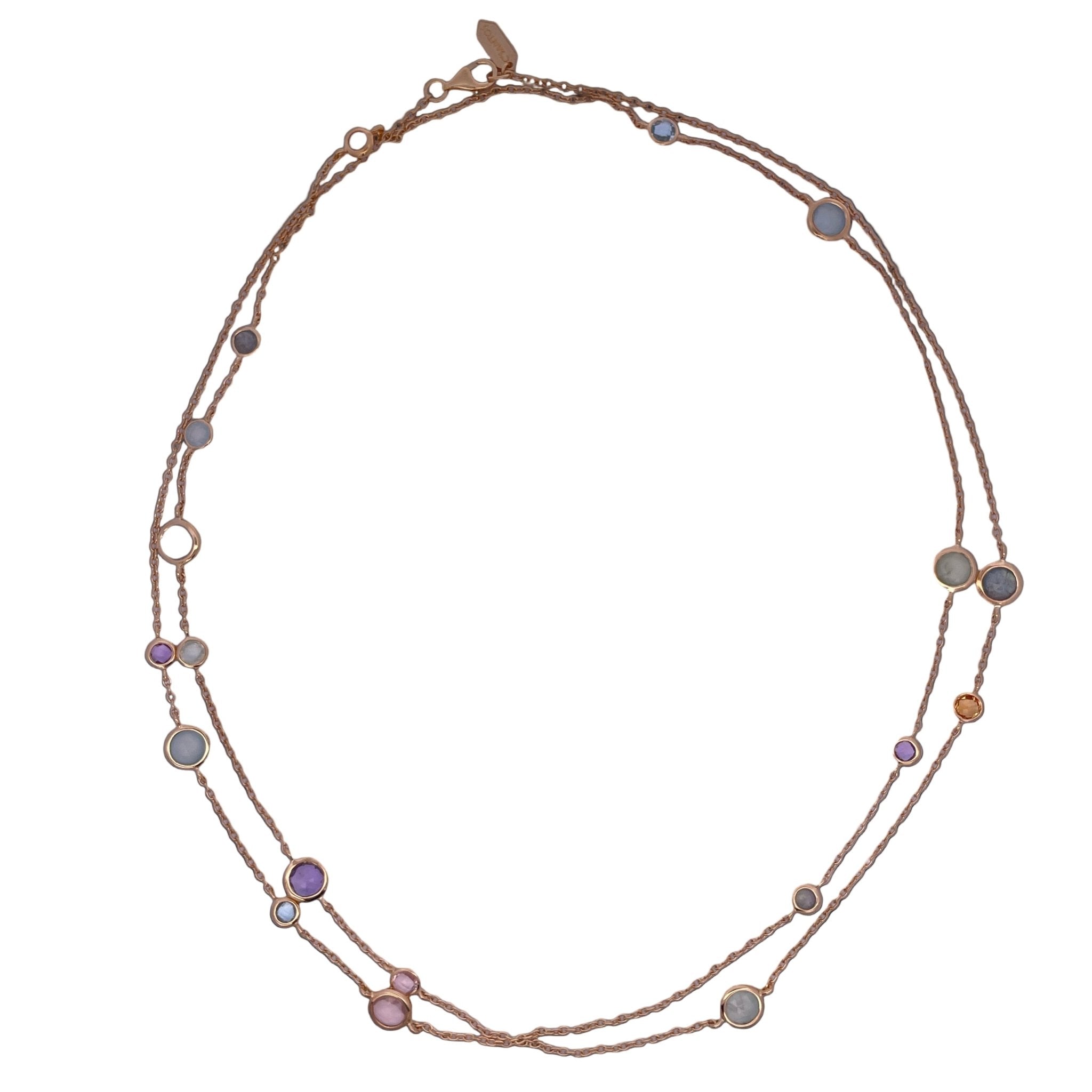 925YG STATION MULTI STONE NECKLACE - C'SANTOS