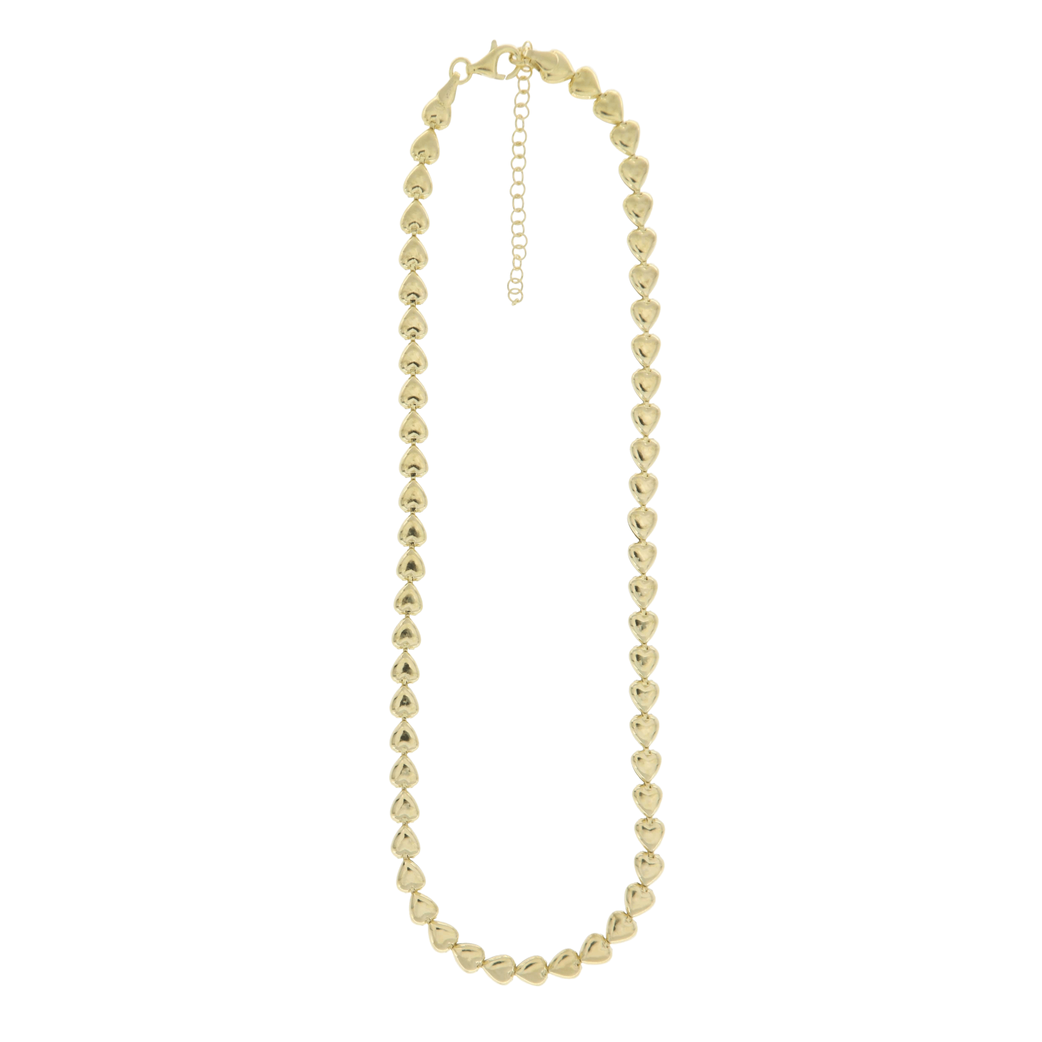 925YG TENNIS HEART SMOOTH NECKLACE - C'SANTOS