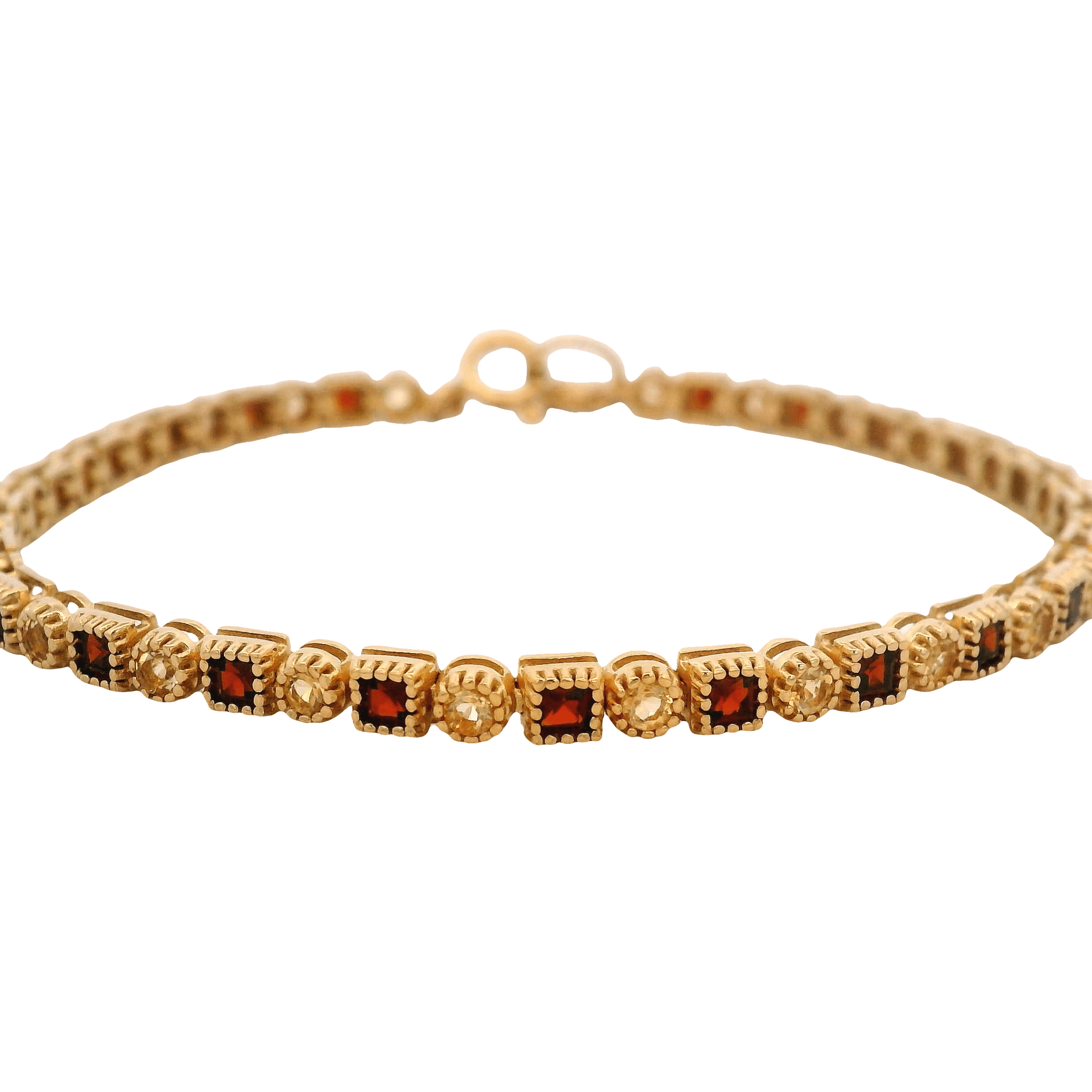 925YG TENNIS SQUARE GARNET BEZEL CITRINE BRACELET - C'SANTOS