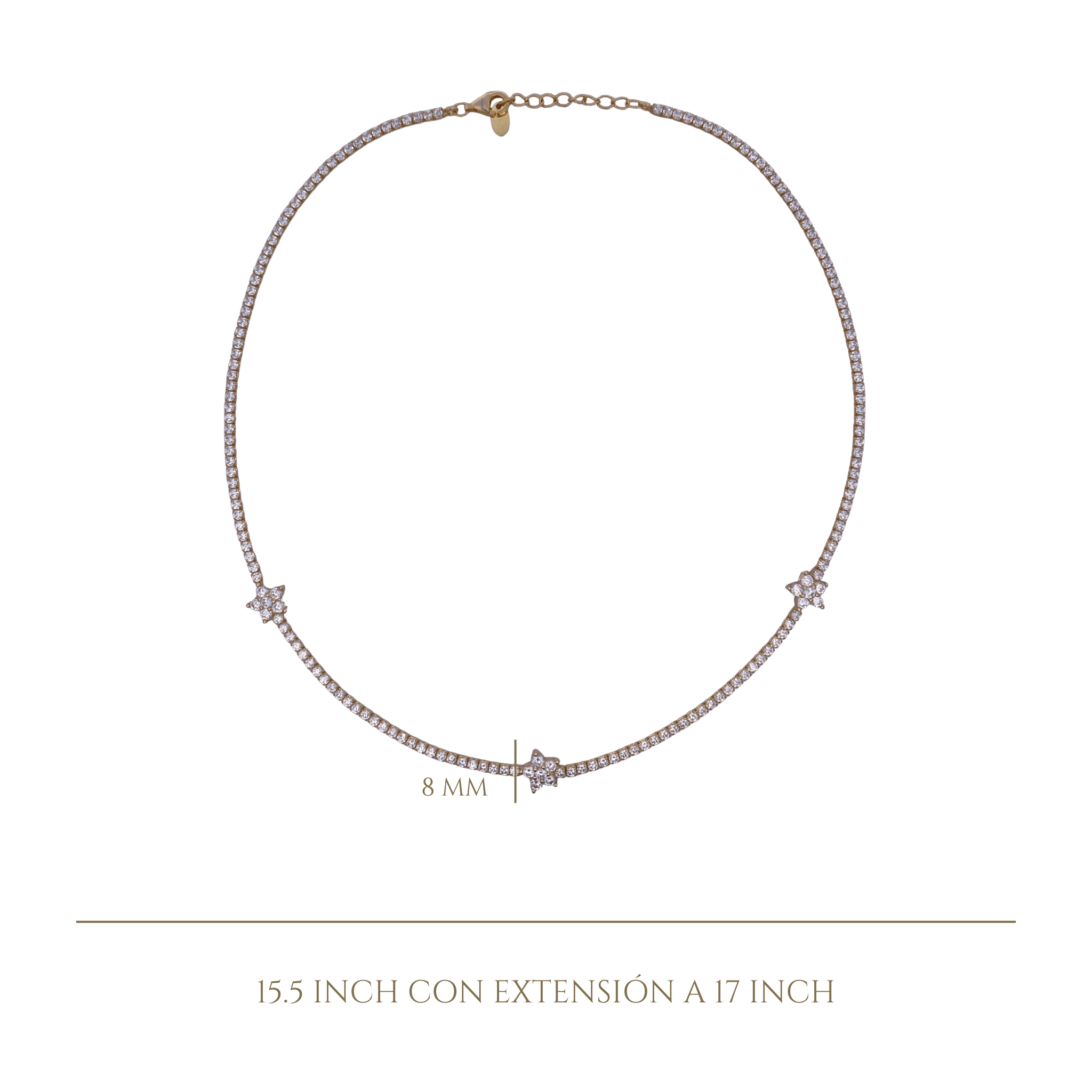 925YG TENNIS TRIPLE FLOWER CZ NECKLACE - C'SANTOS