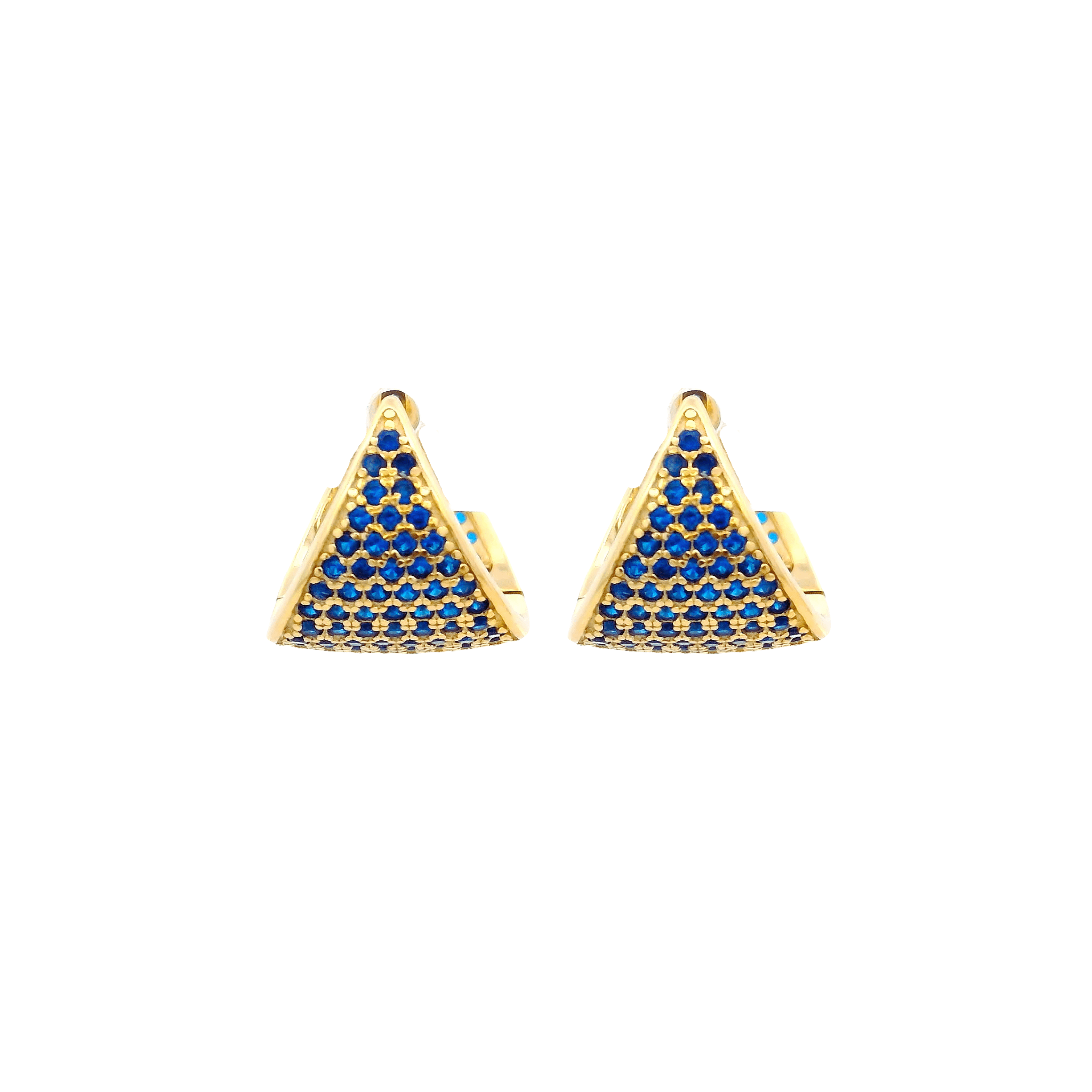 925YG TRIANGLE PAVE CZ BLUE HUGGIES - C'SANTOS