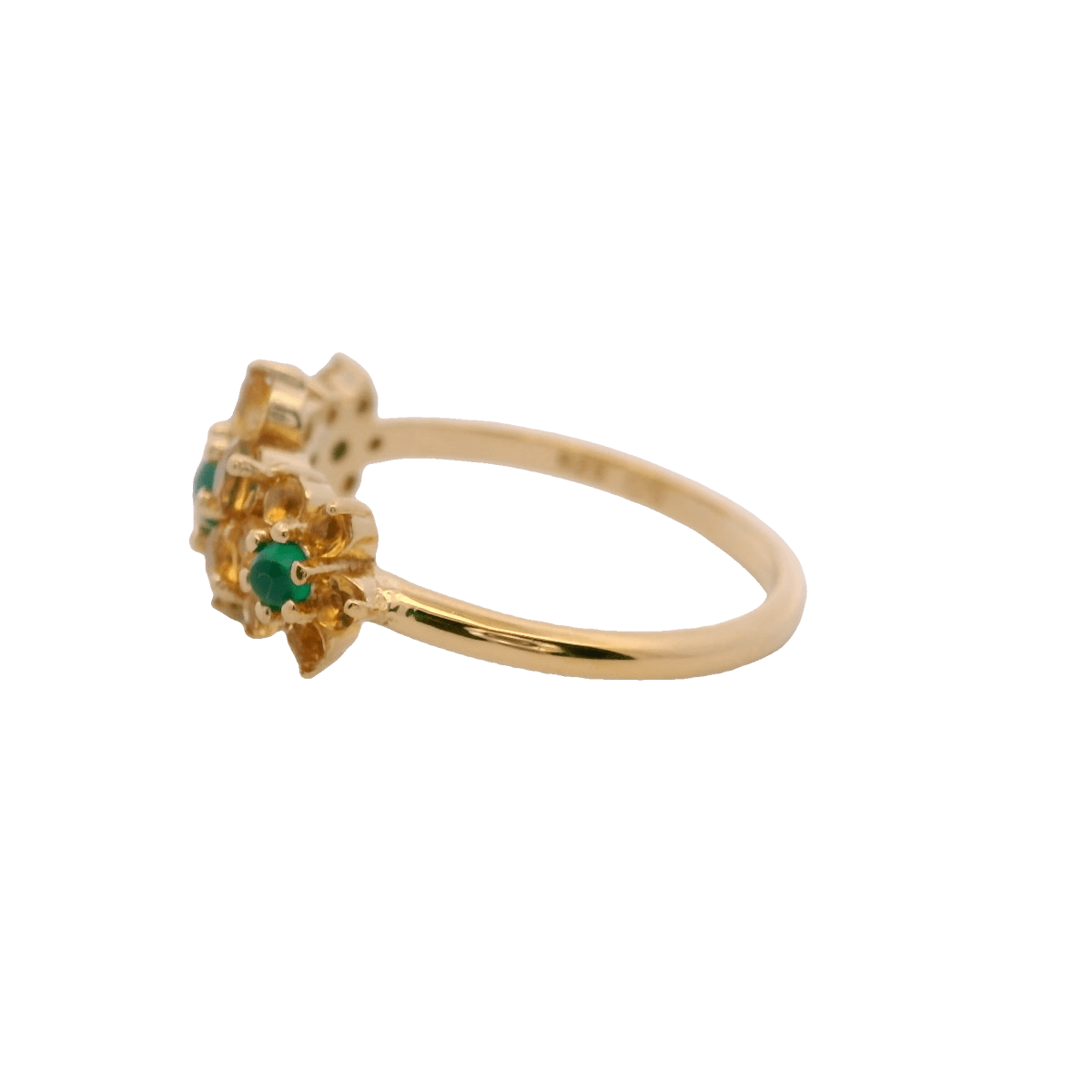 925YG TRIPLE FOWER CITRINER CENTER ONYX GREEN RING T6.5 - C'SANTOS