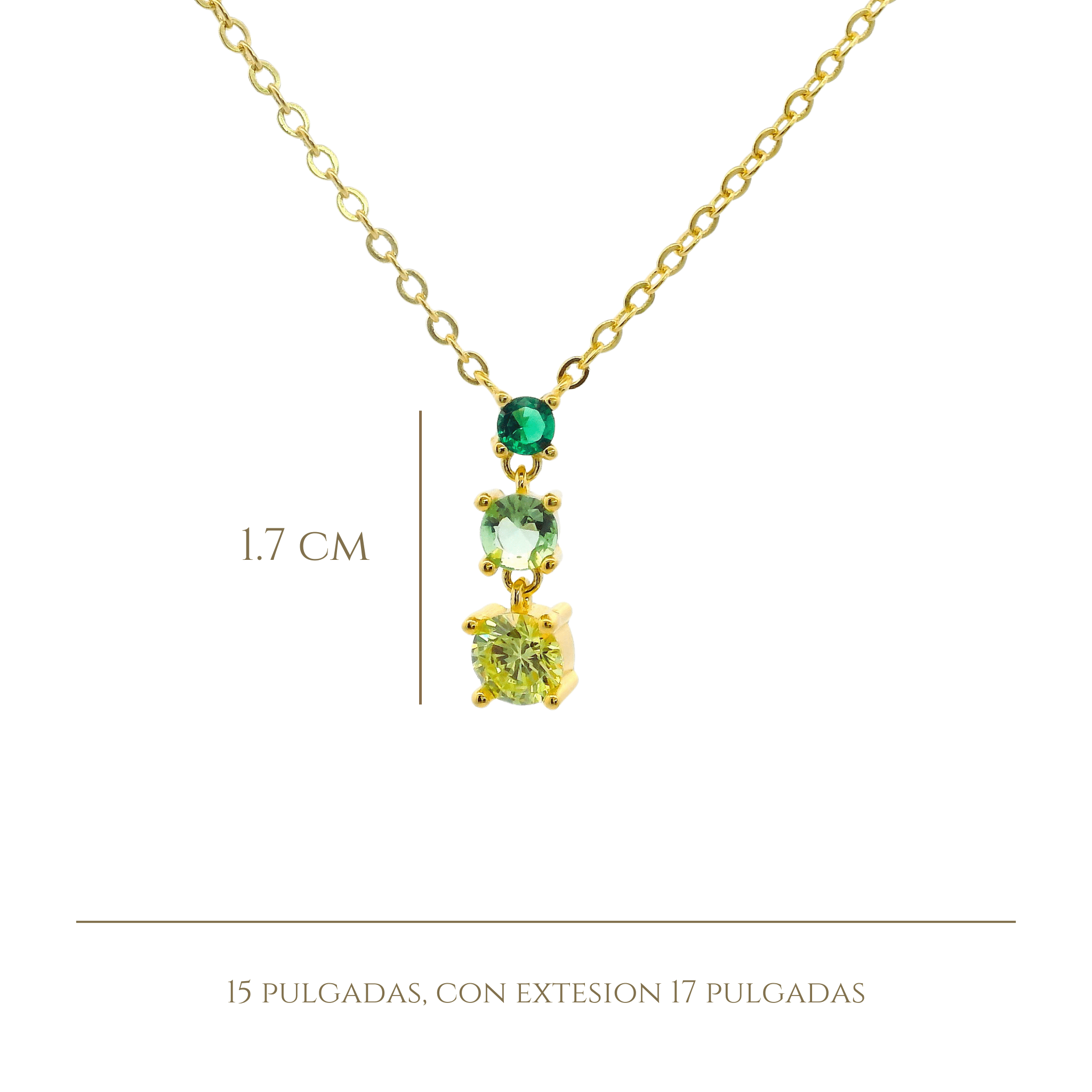 925YG TRIPLE STONE GREEN NECKLACE - C'SANTOS