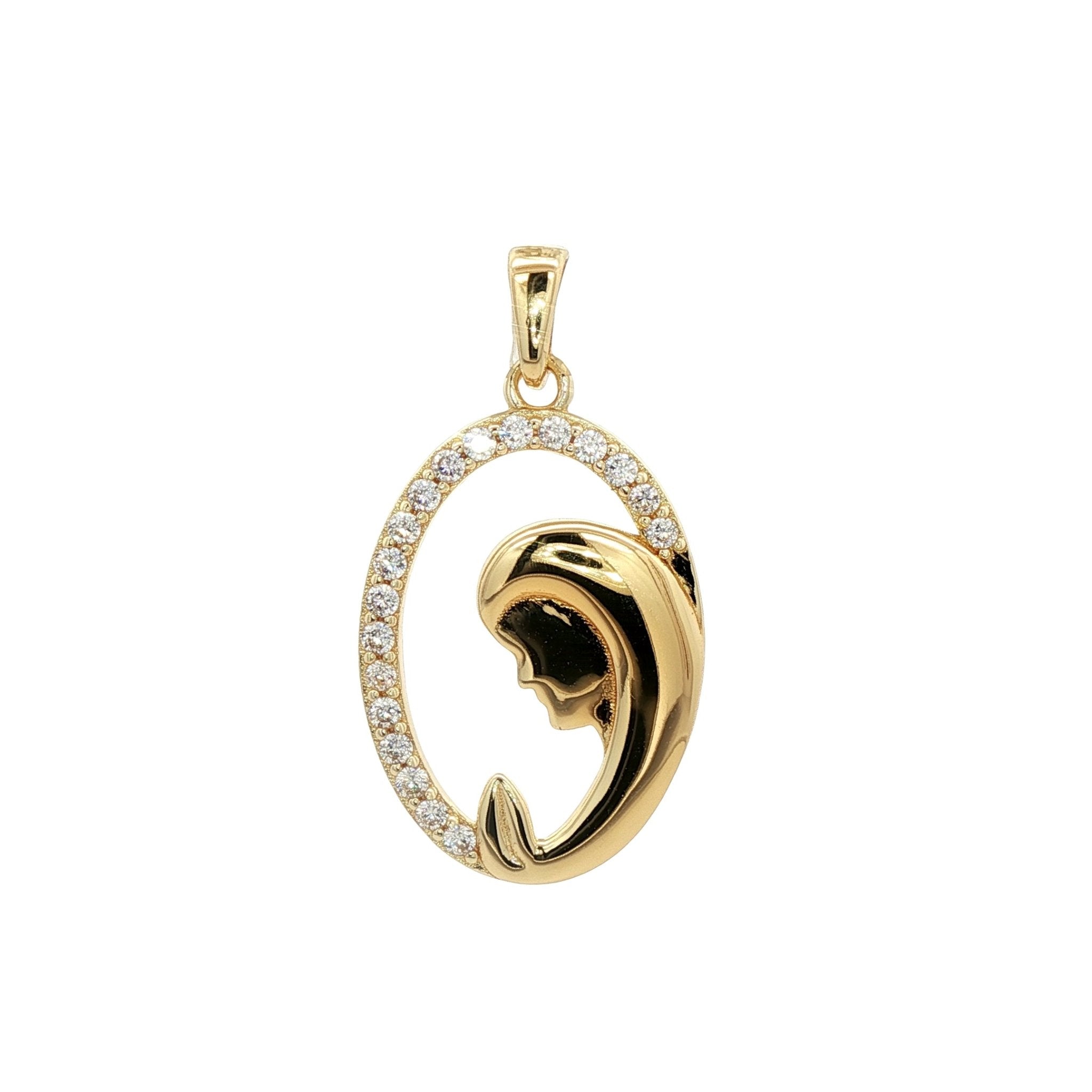 925YG VIRGIN WHITE CZ 22MM OVAL PENDANT - C'SANTOS