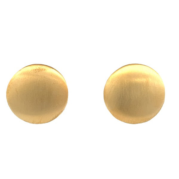 925 SILVER GOLD PLATED MATTE FLAT ROUND CLIP ON EARRINGS