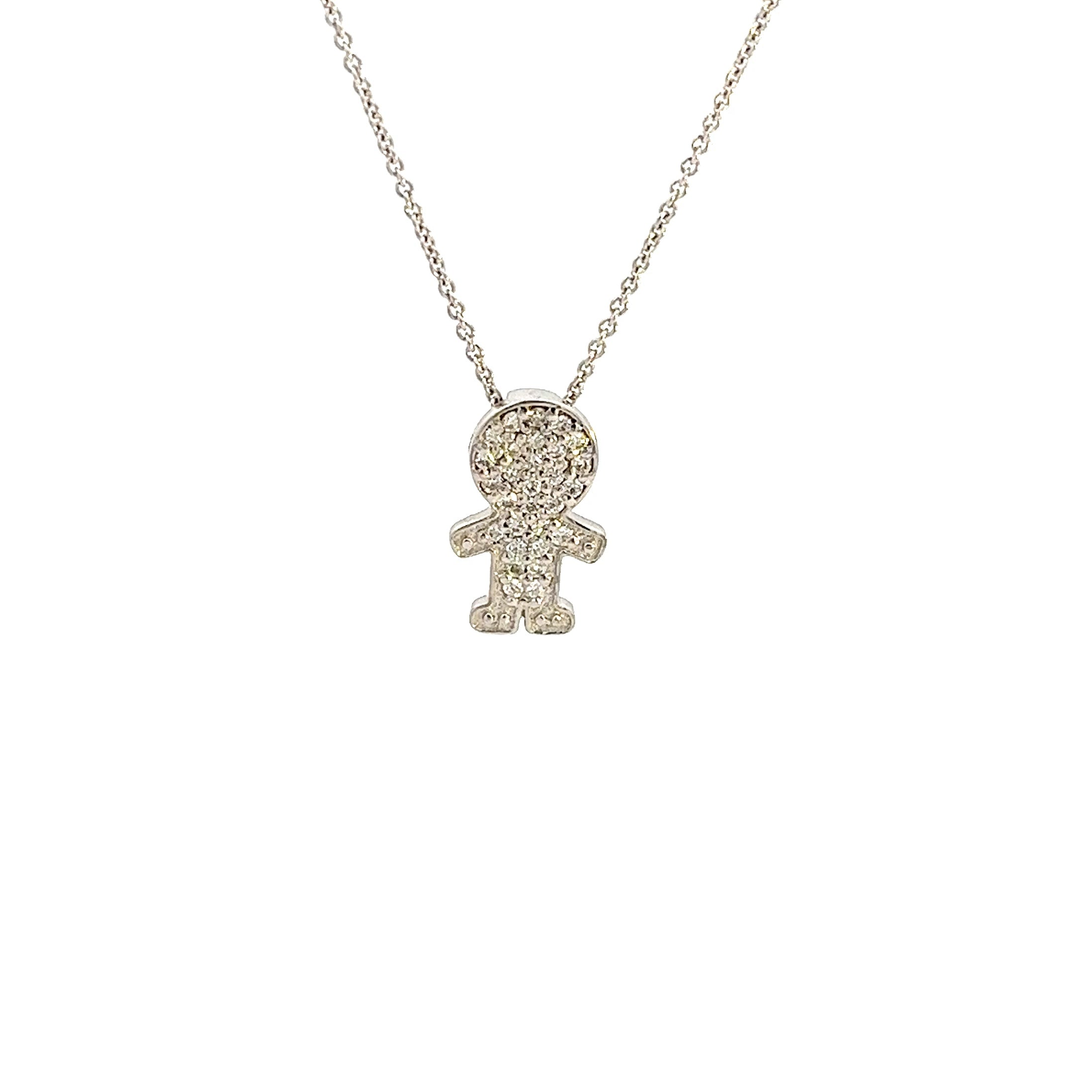 D0.15CT 14K WHITE GOLD DIAMOND BOY PENDANT