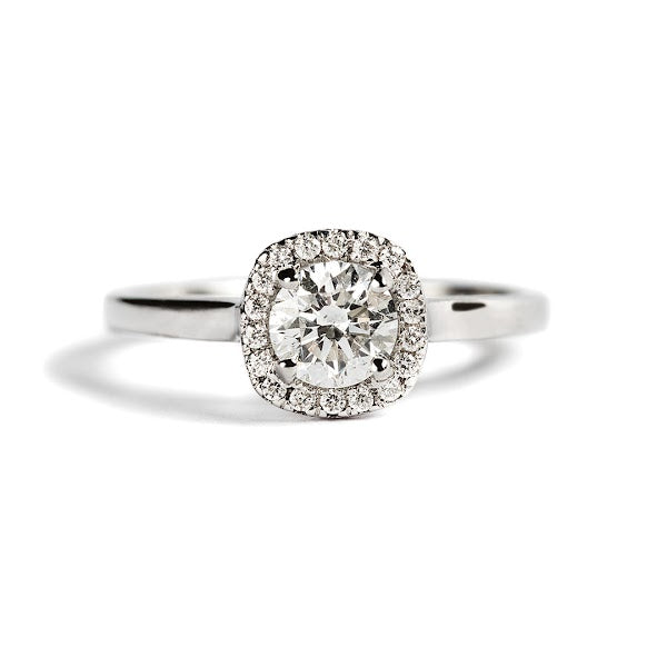 D0.50CT HALO CUSHION ENGAGEMENT RING