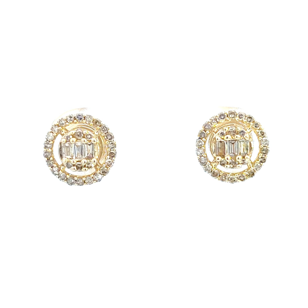 14K GOLD STUDS BAGUETTE EARRINGS