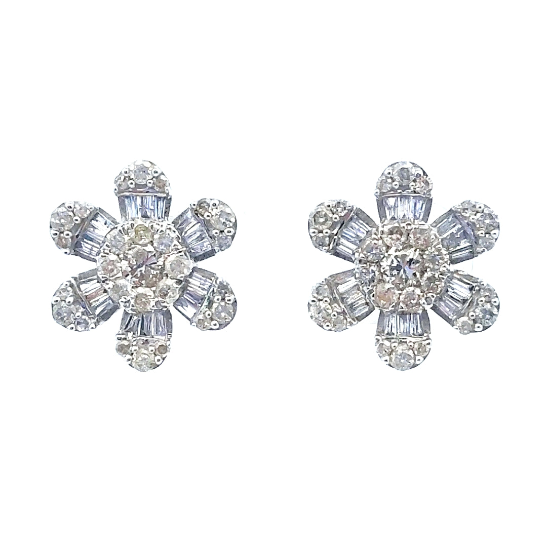 D1.00 14KW FLOWER EARRINGS