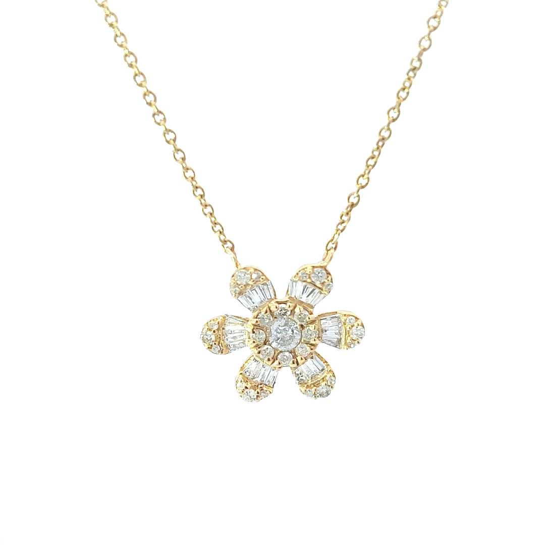 D0.50 14KY FLOWER NECKLACE