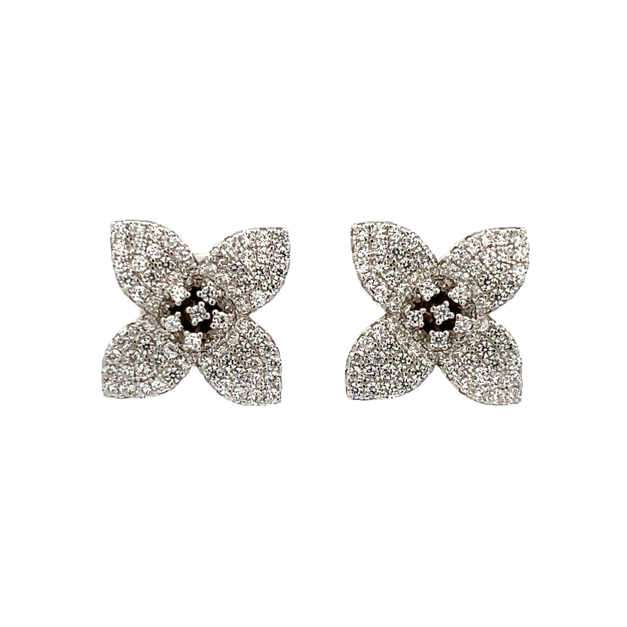 925 SILVER FLOWER EARRINGS WITH CRYSTALS