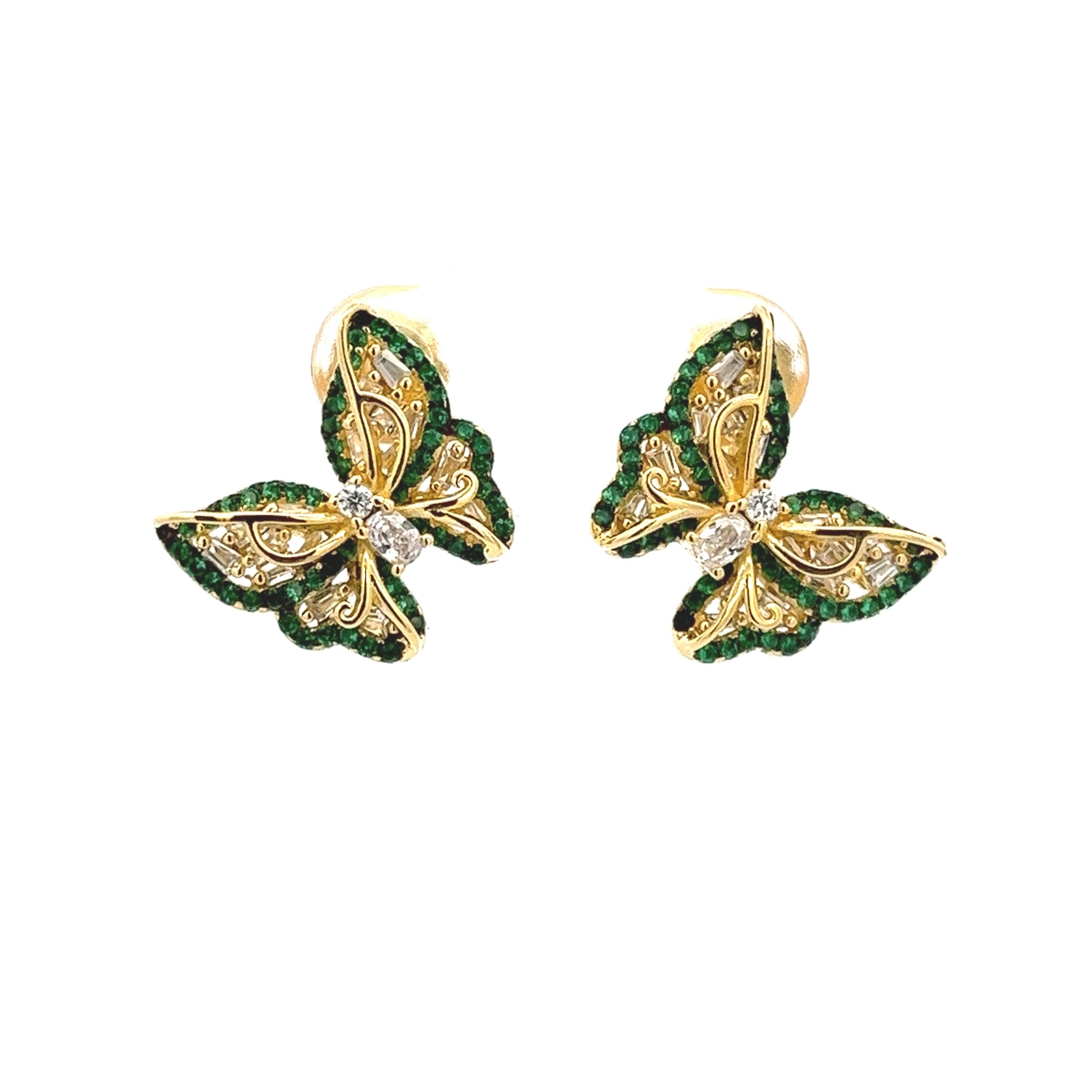 925 GOLD PLATED BUTTERFLY EARRINGS WITH CRYSTALS