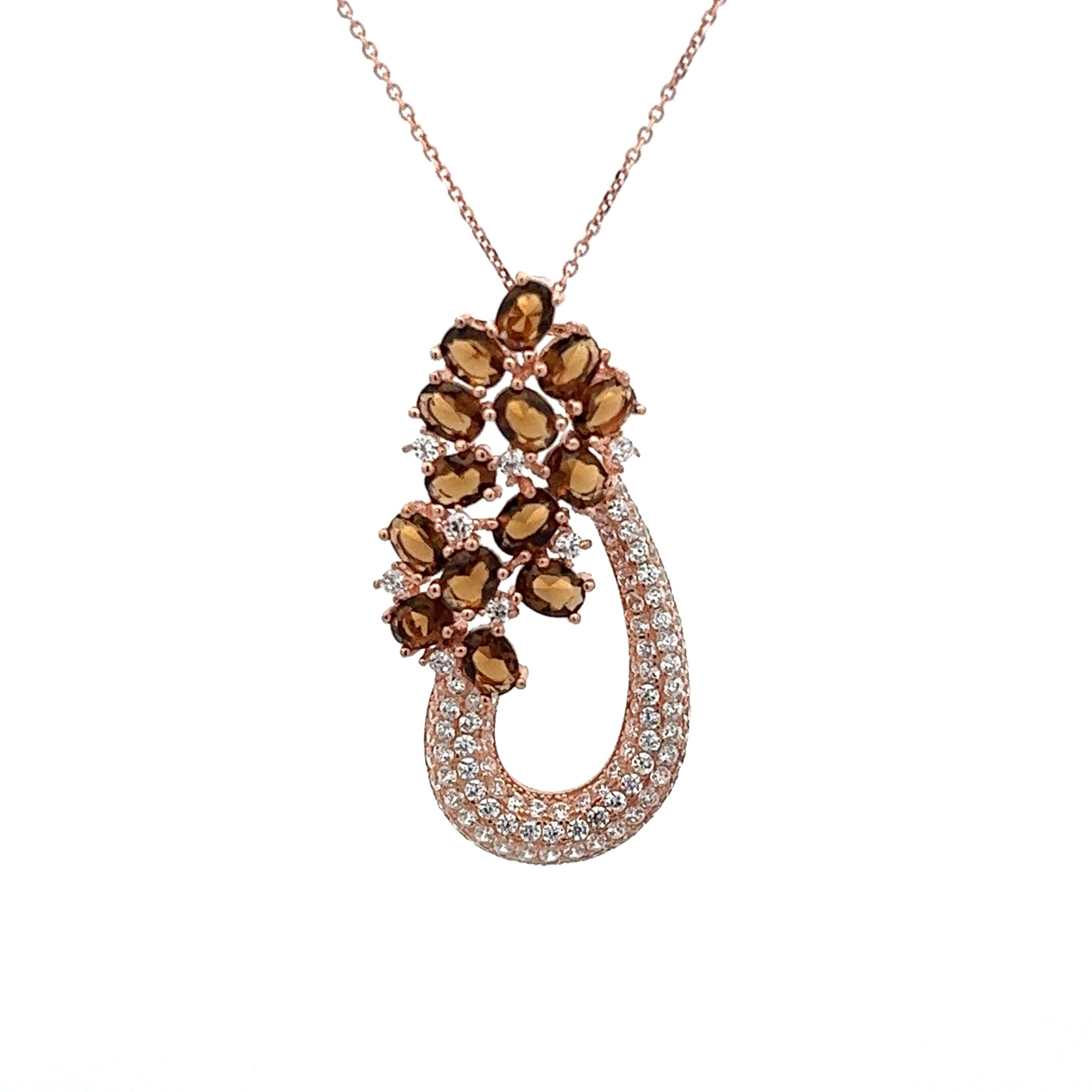 925 ROSE GOLD PLATED FLOWER CRYSTALS PENDANT