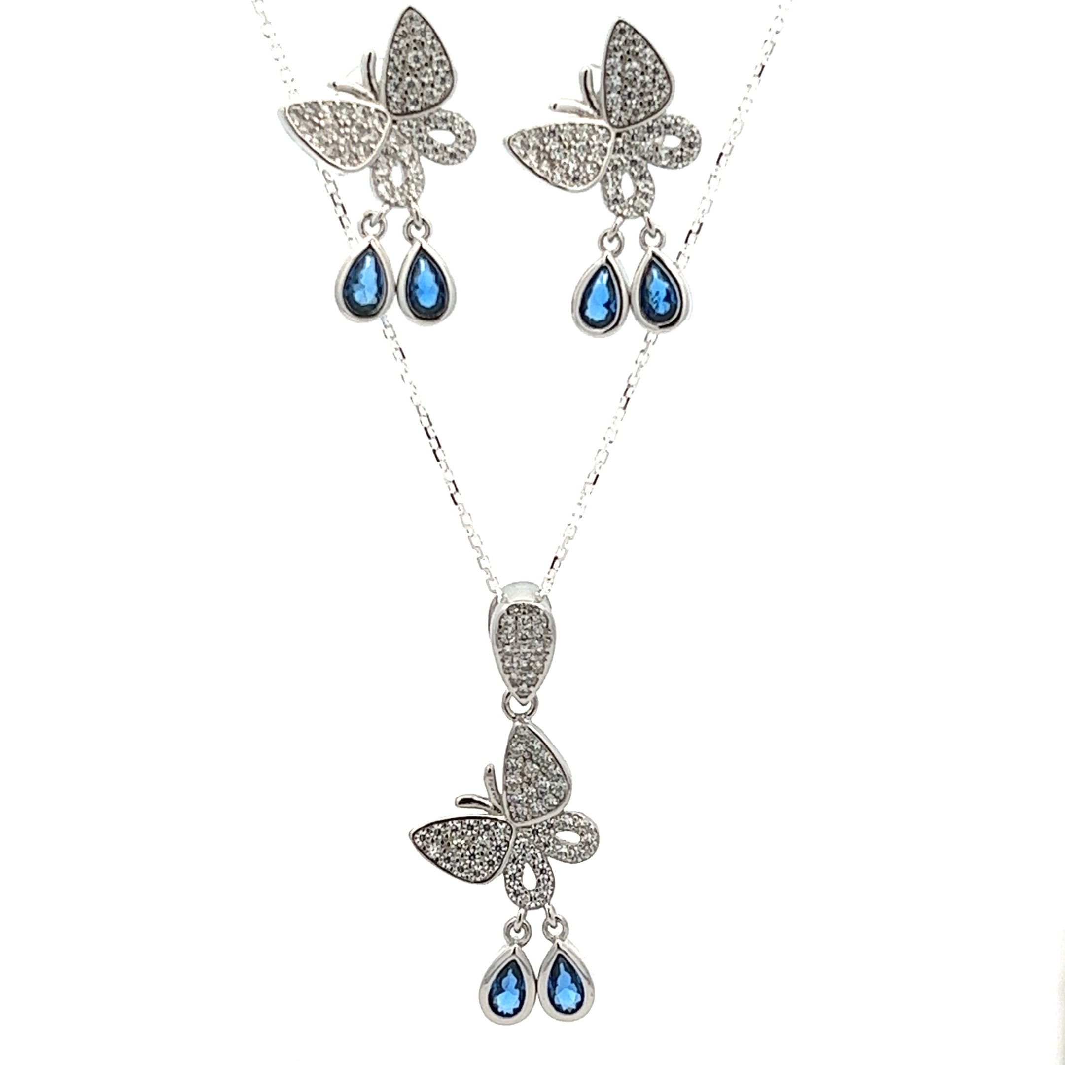 925SL BUTTERFLY COLOR CZ SET