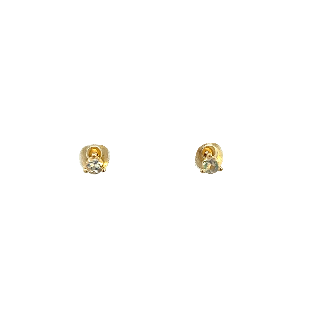 14K GOLD EARRINGS MOONSTONE 2.5MM