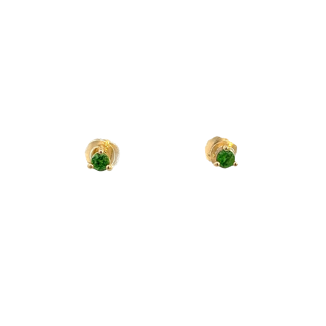 14K GOLD EARRINGS TSAVORITE 2.5MM