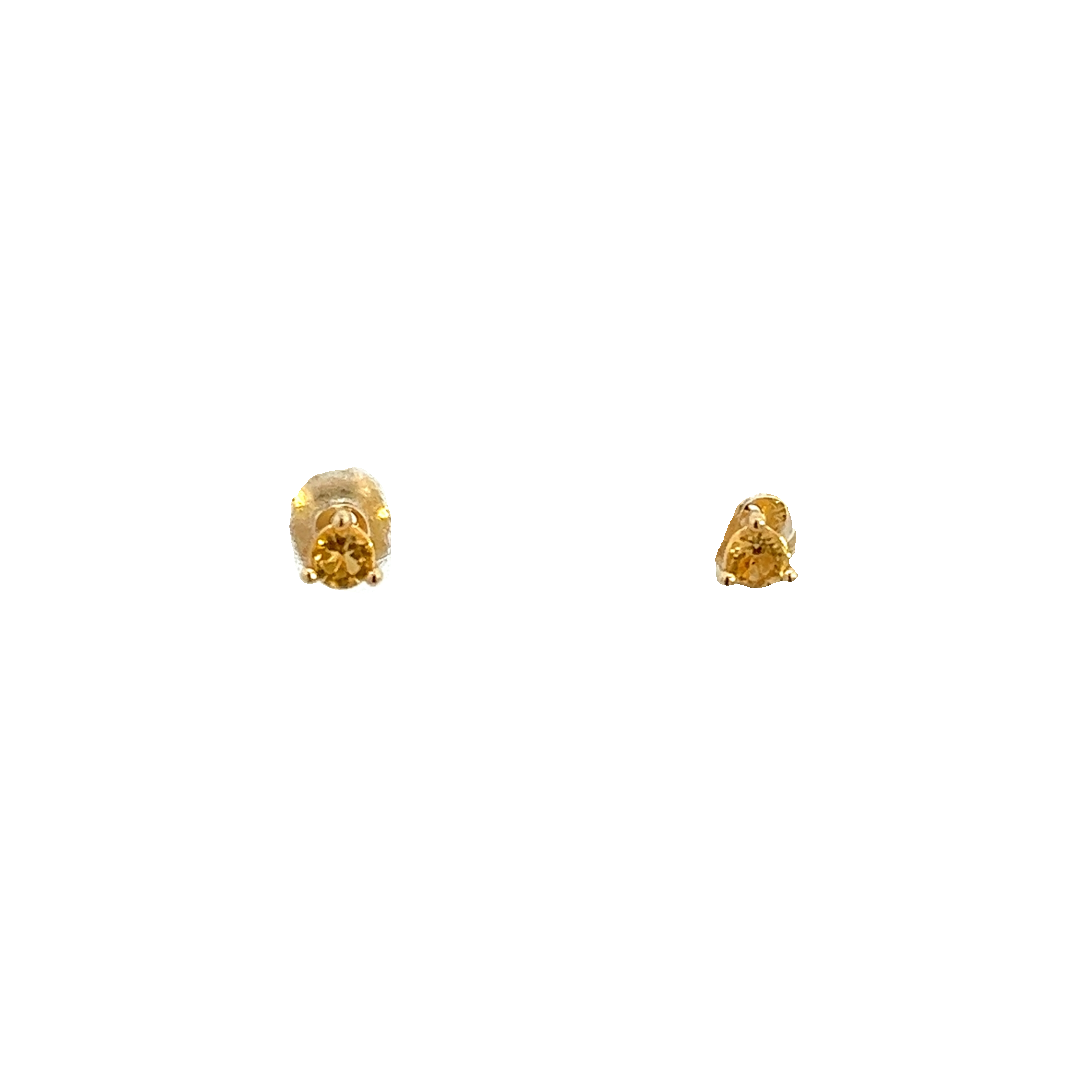 14K GOLD EARRINGS CITRINE 2.5MM