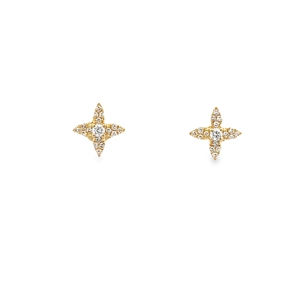 14K GOLD FLOWER STUD EARRINGS