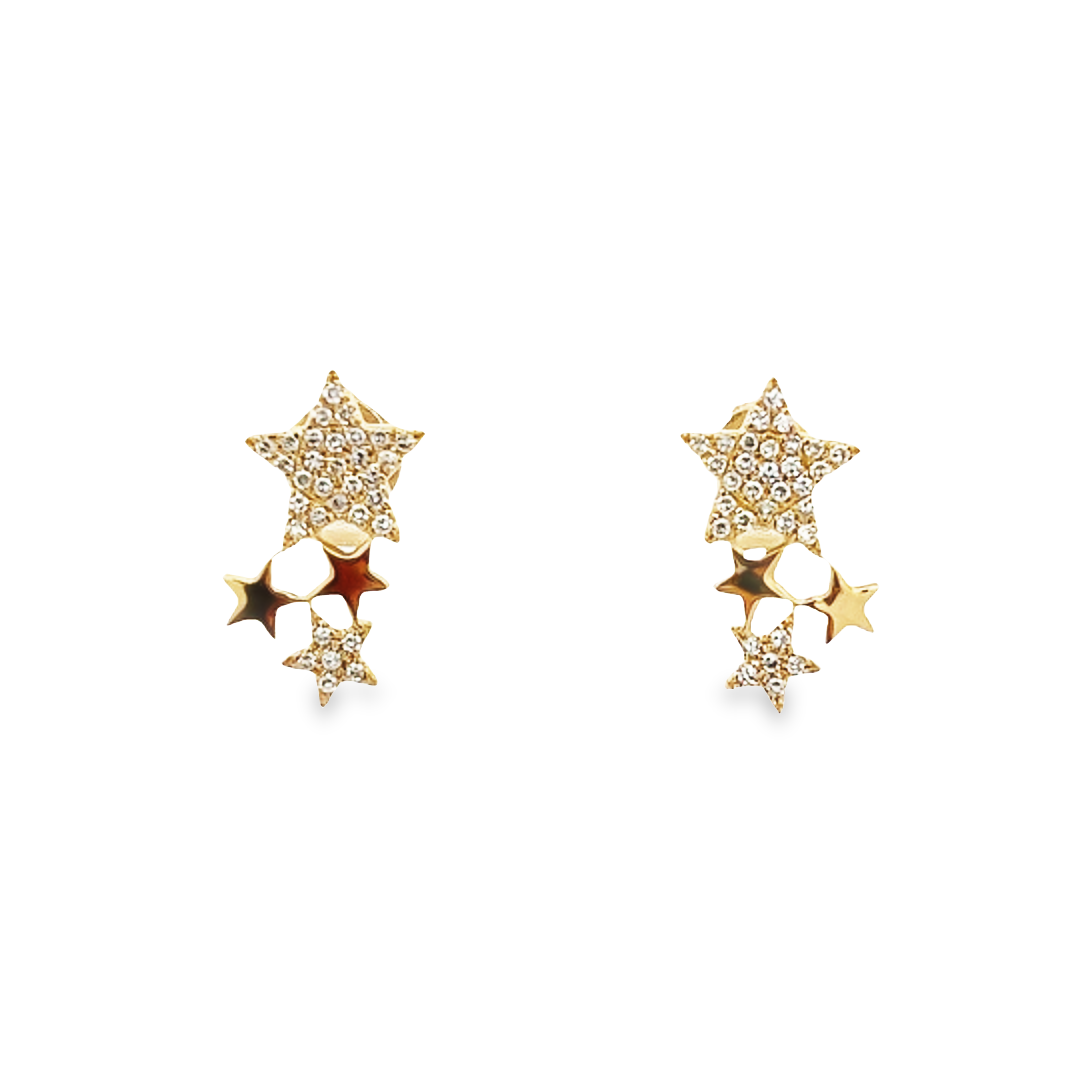 14K GOLD MULTI STAR EARRINGS