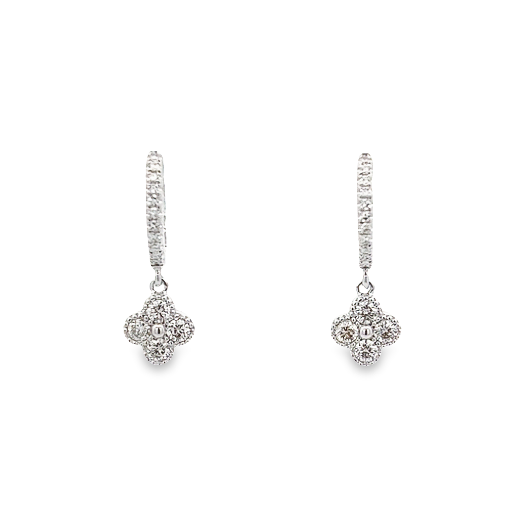 14K WHITE GOLD CLOVER HUGGIES