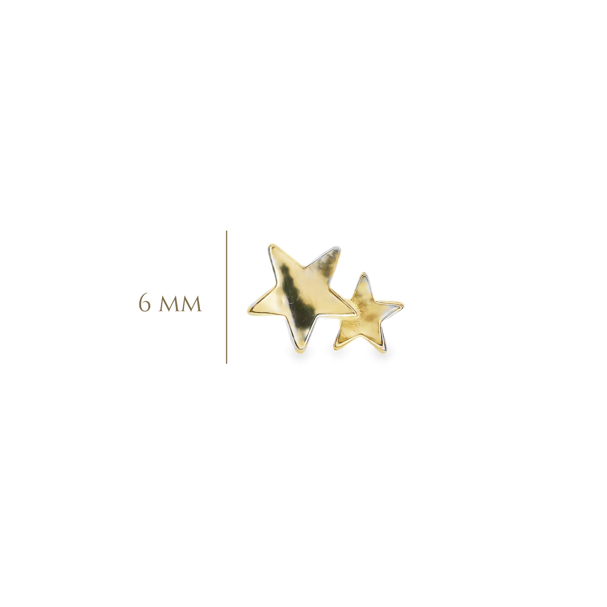 PIERCING TWO STARS IN 14KT YELLOW GOLD