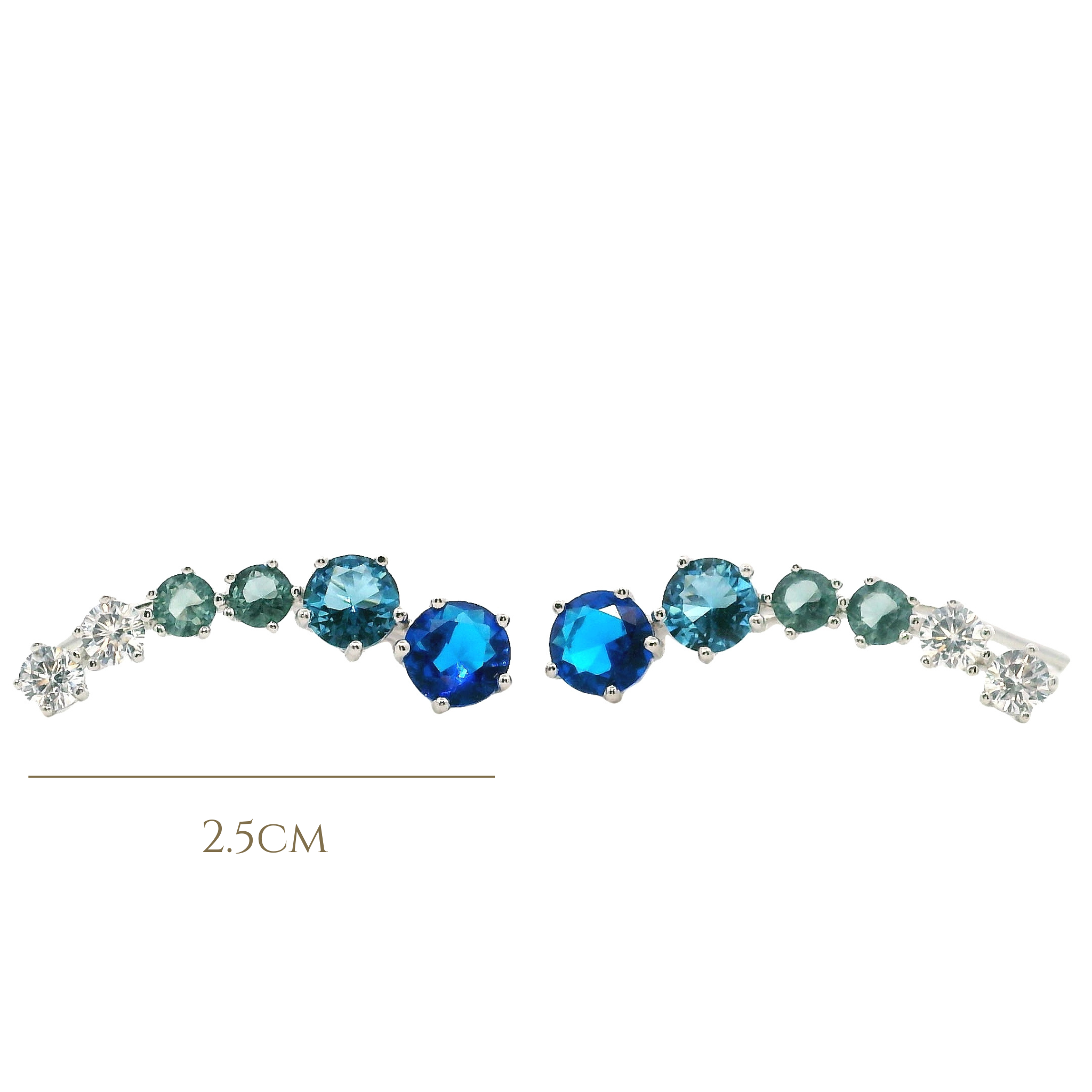 925SS SIX ROUND BLUE CZ EARRINGS