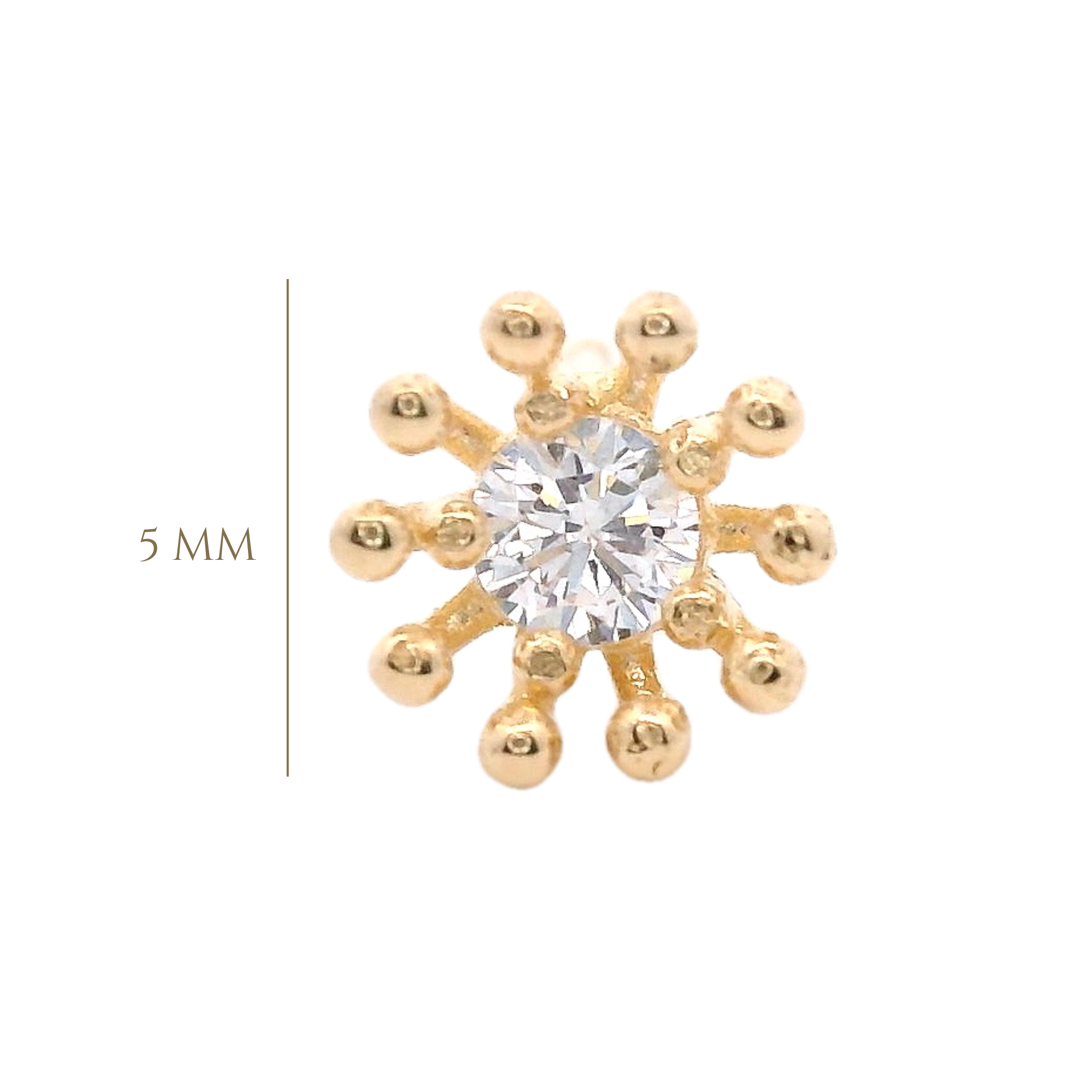 PIERCING WITH CRYSTAL IN 14K YELLOW GOLD
