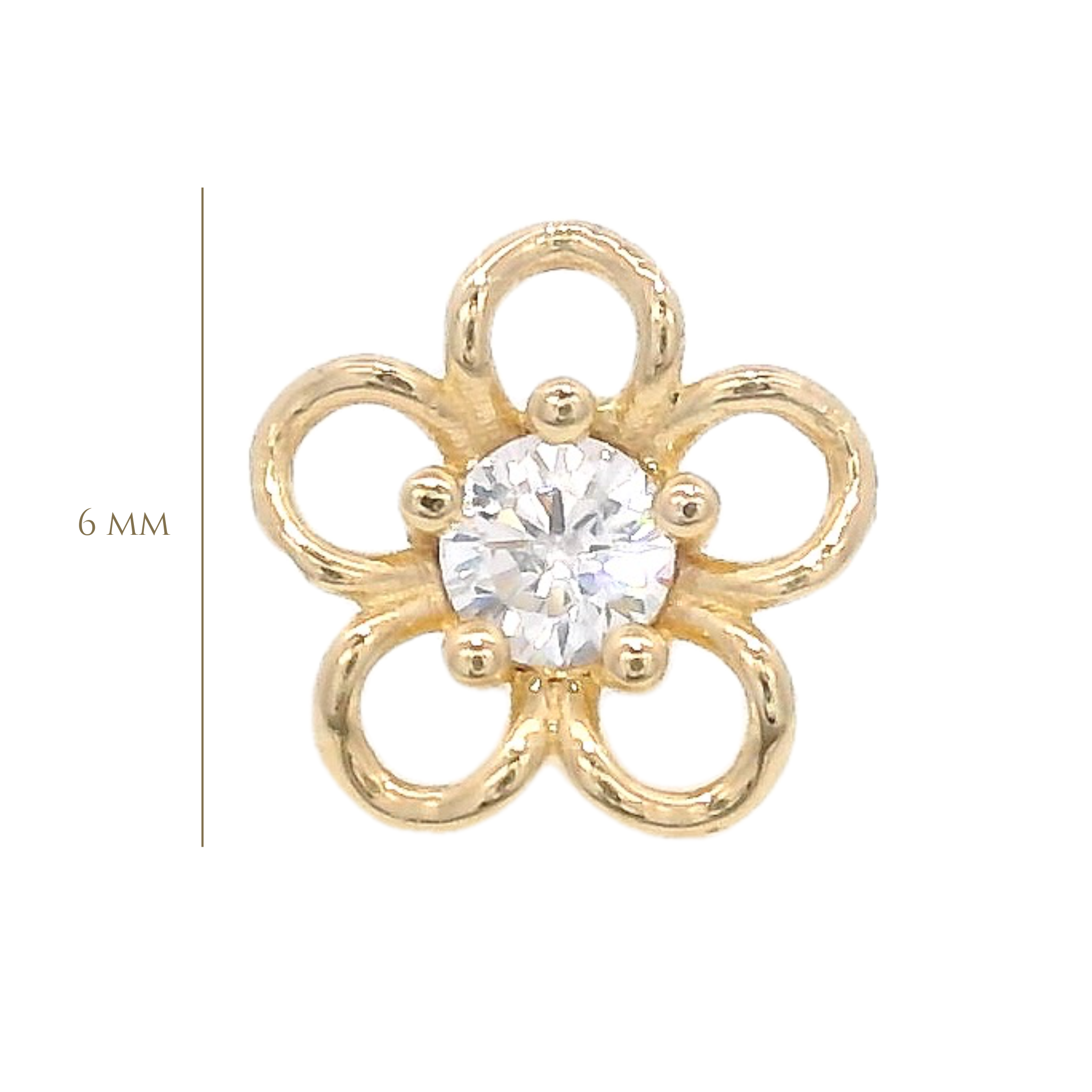 PIERCING FLOWER PETALS DOWNWARDS IN 14KT YELLOW GOLD