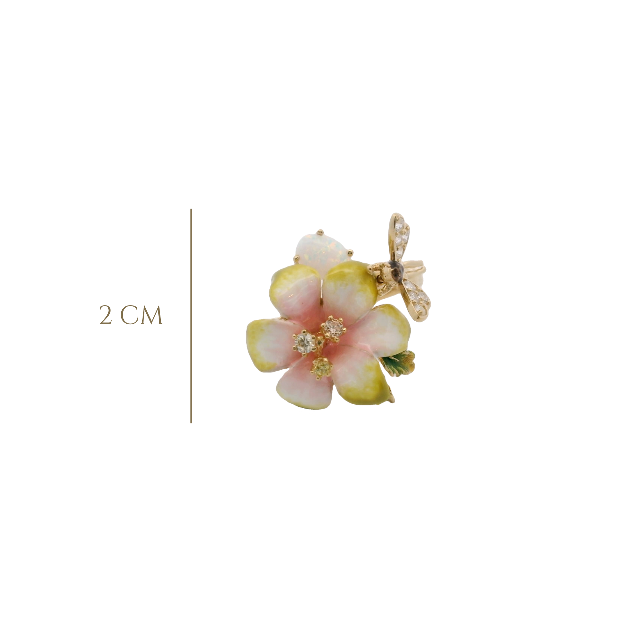 925YG FLOWER YELLOW AND FAIRY CZ RING T8