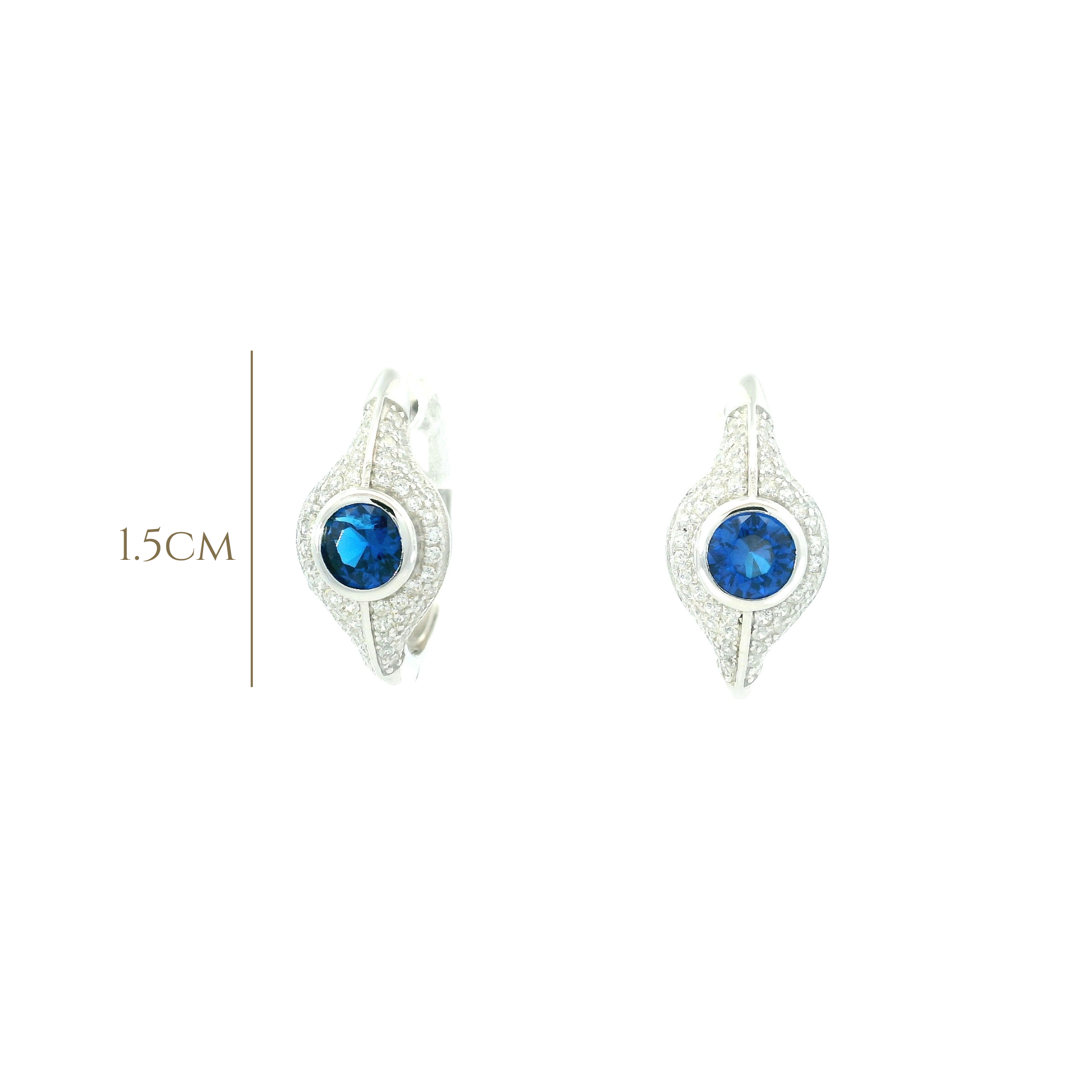 925SS ROUND SPINEL BLUE CZ EARRINGS