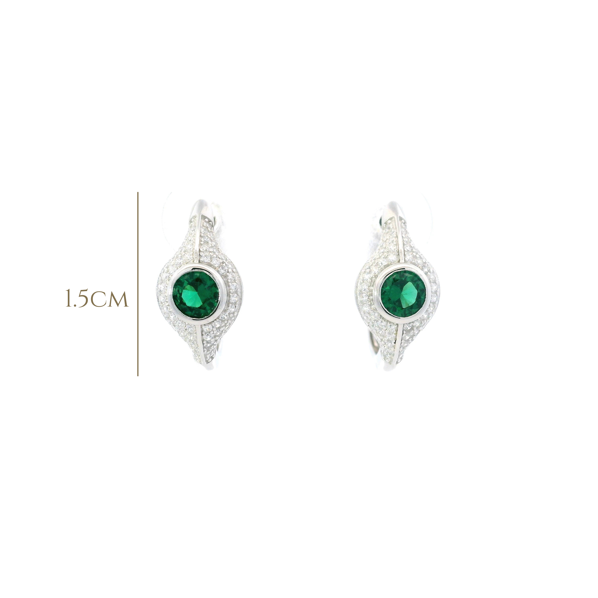 925SS ROUND SPINEL GREEN CZ EARRINGS