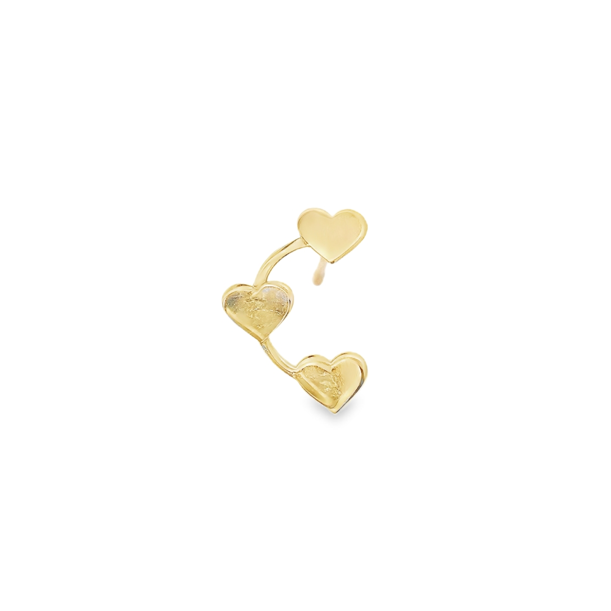PIERCING CURVE HEARTS PLAIN IN 14KT YELLOW GOLD