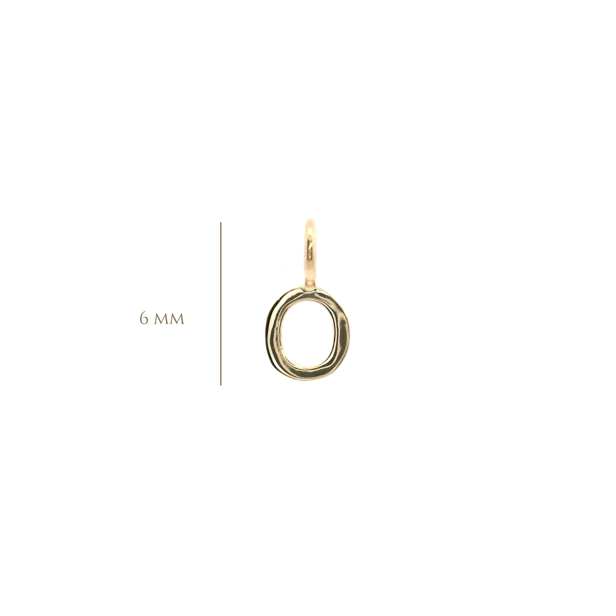 14KY 6MM LETTER O PENDANT