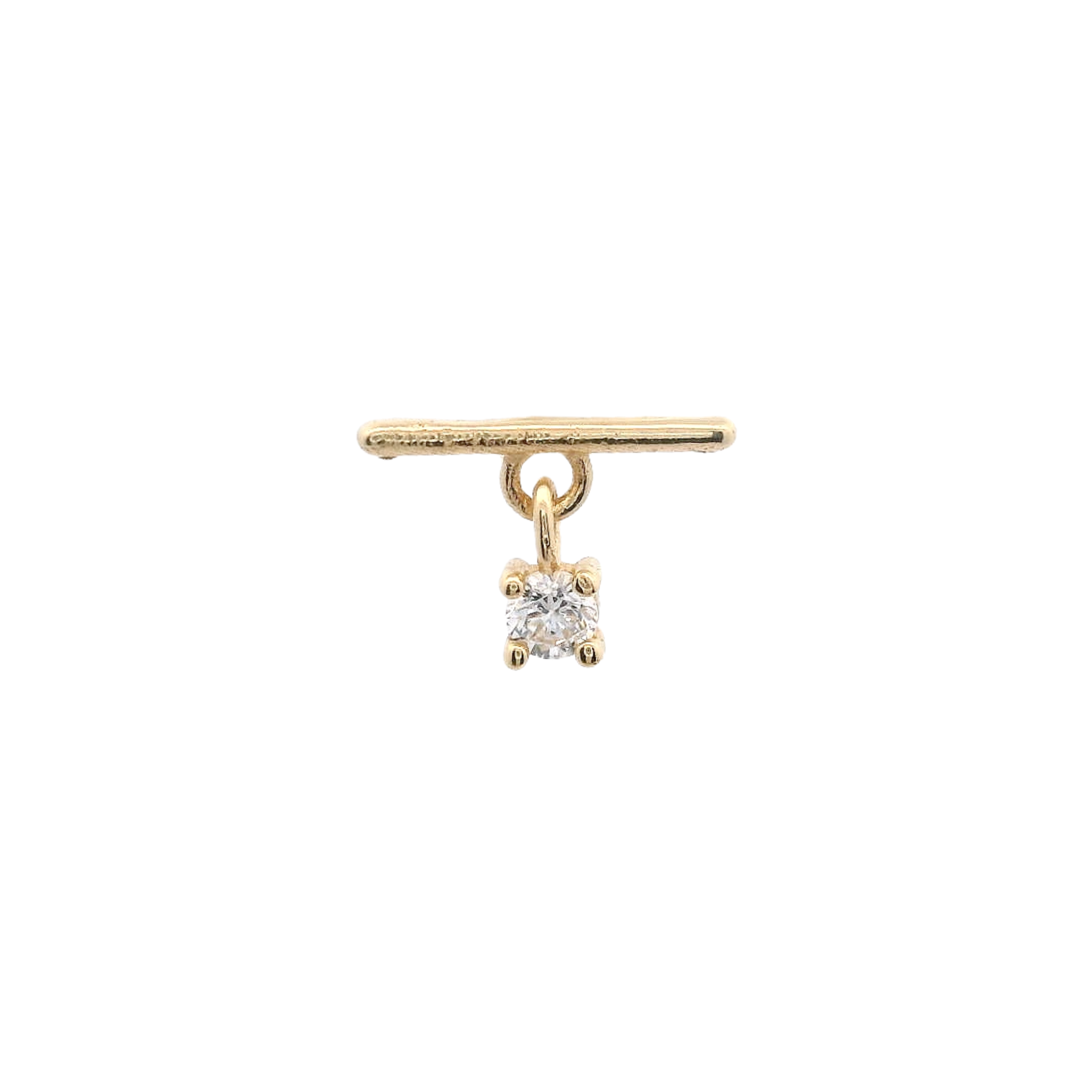 PIERCING BAR DANGLING CRYSTAL IN 14KT YELLOW GOLD