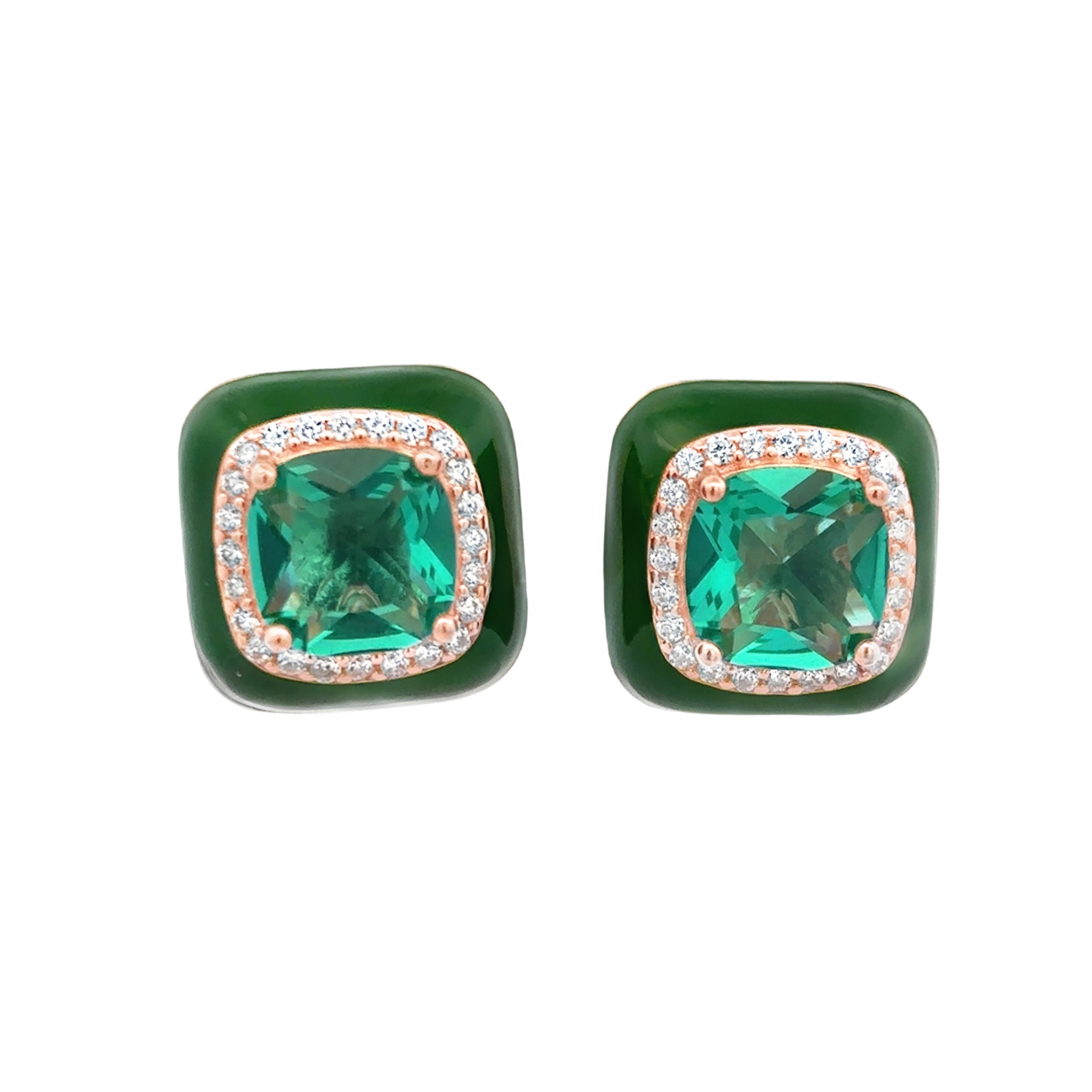 BIG SQUARE EARRINGS IN 925 ROSE GOLD PLATED