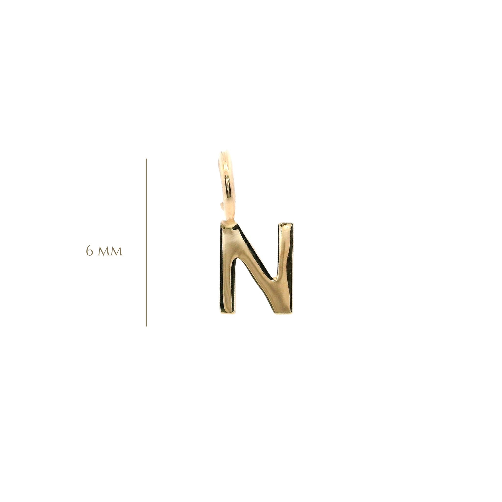 14KY 6MM LETTER N PENDANT