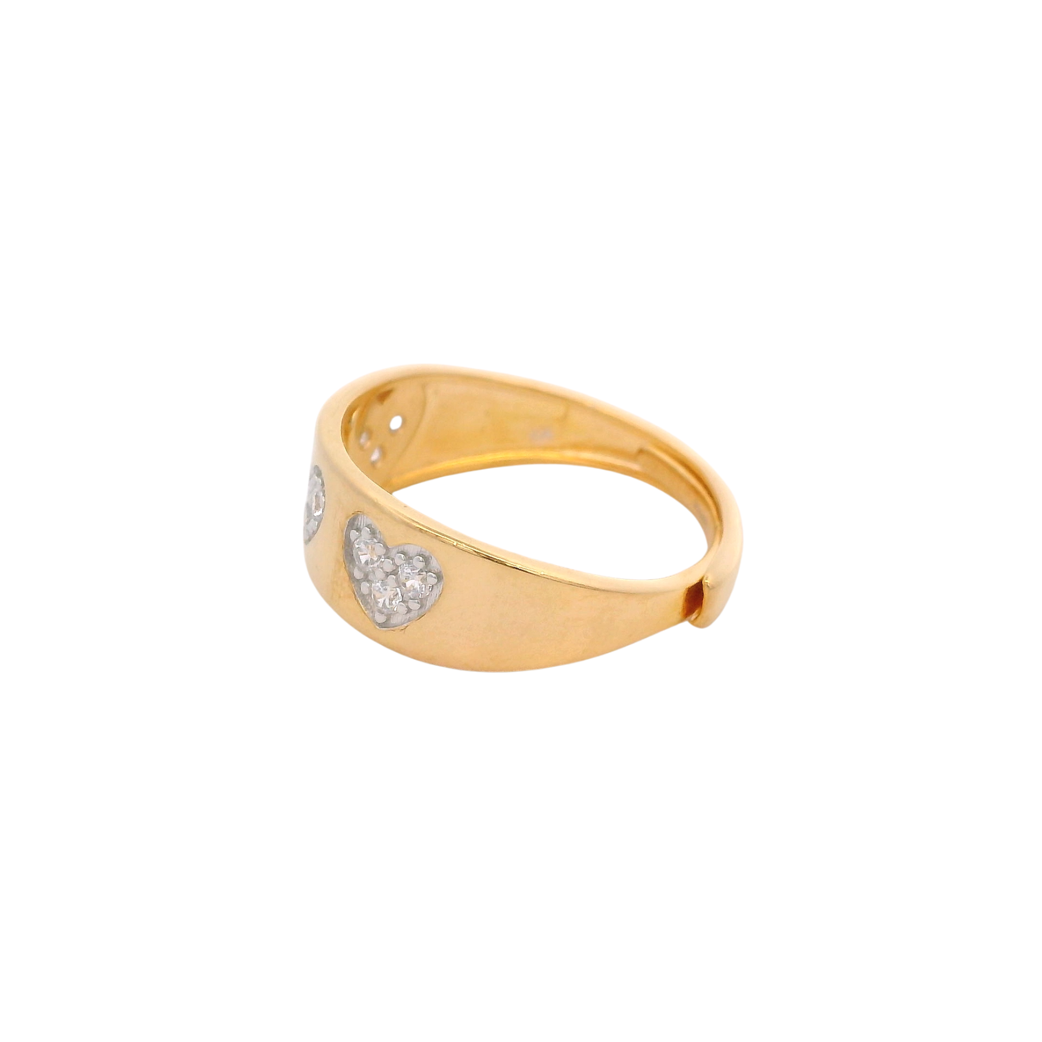 925YG TRIPLE HEART PAVE ADJUSTABLE RING
