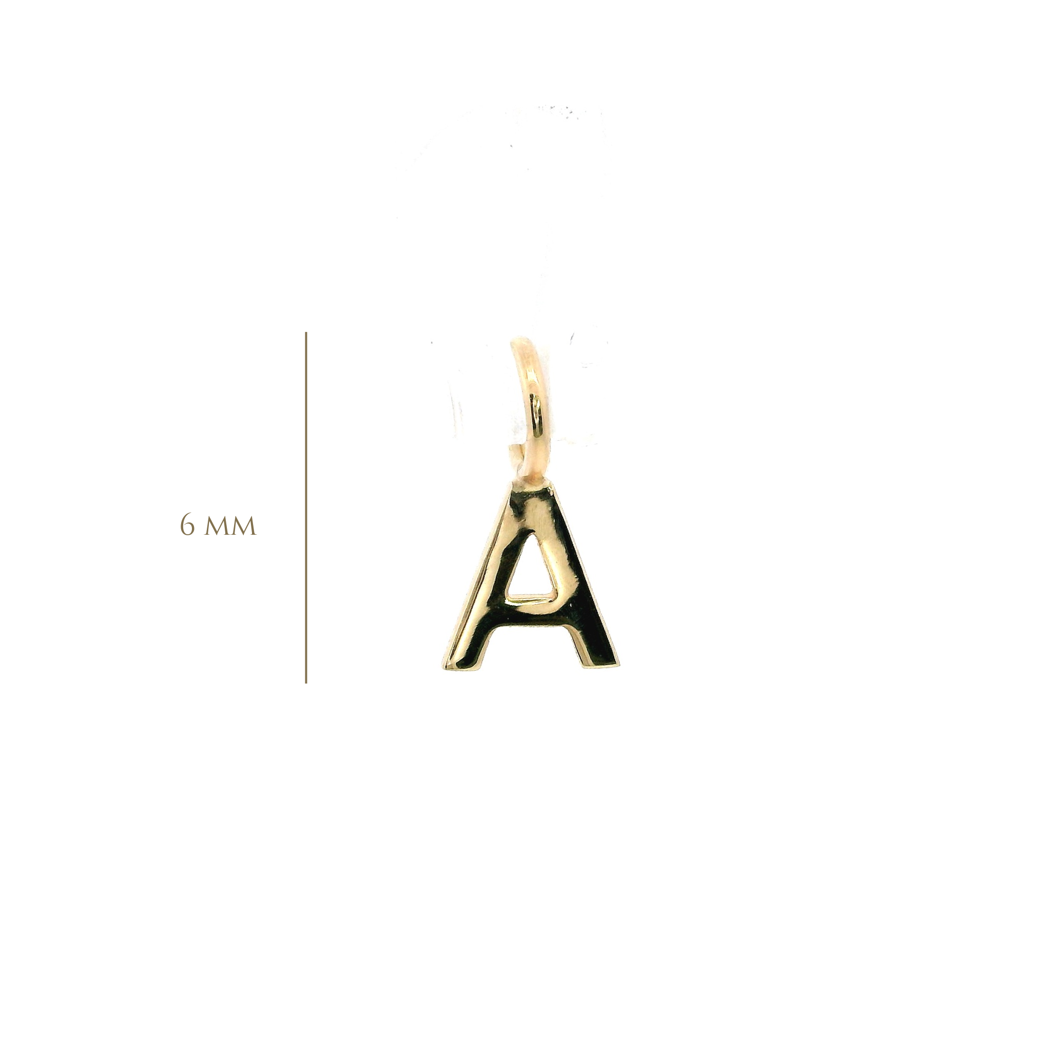 14KY 6MM LETTER A PENDANT