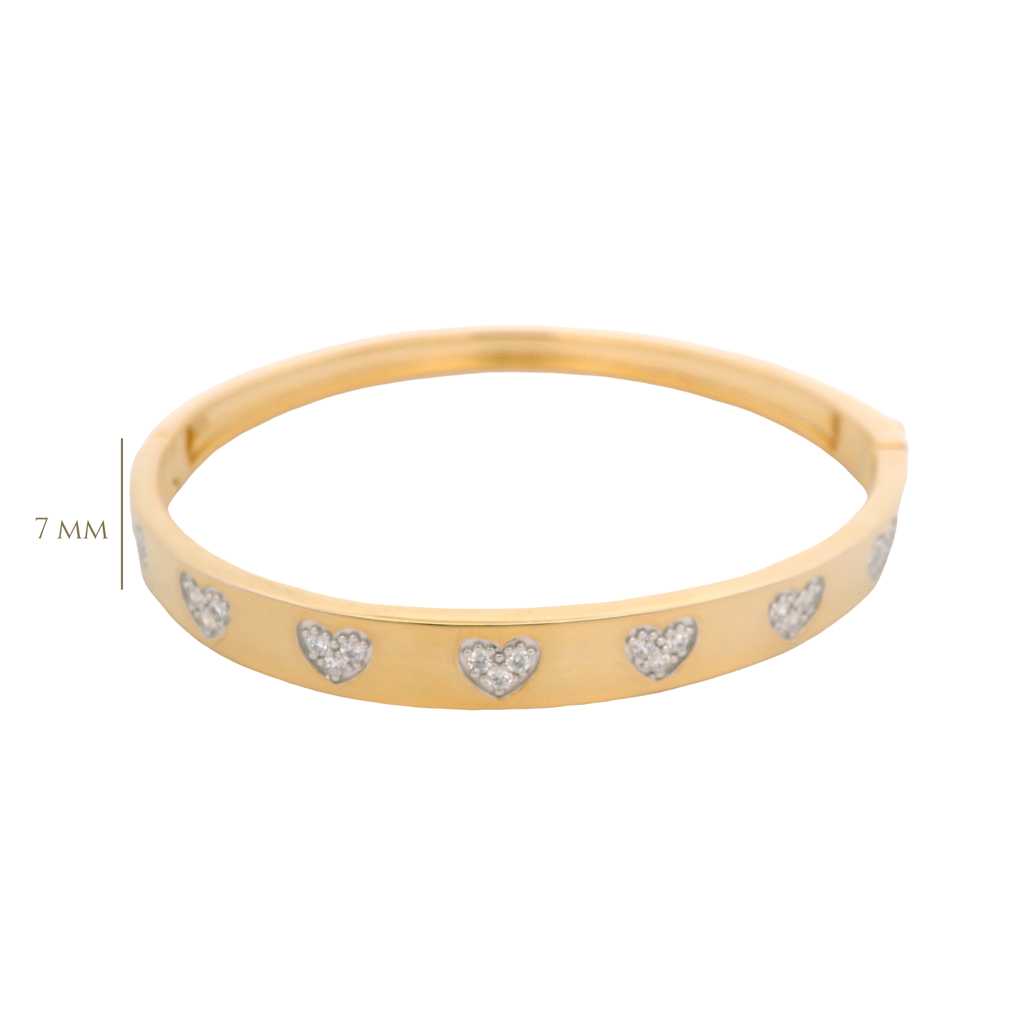 925YG STATION HEART PAVE BANGLE