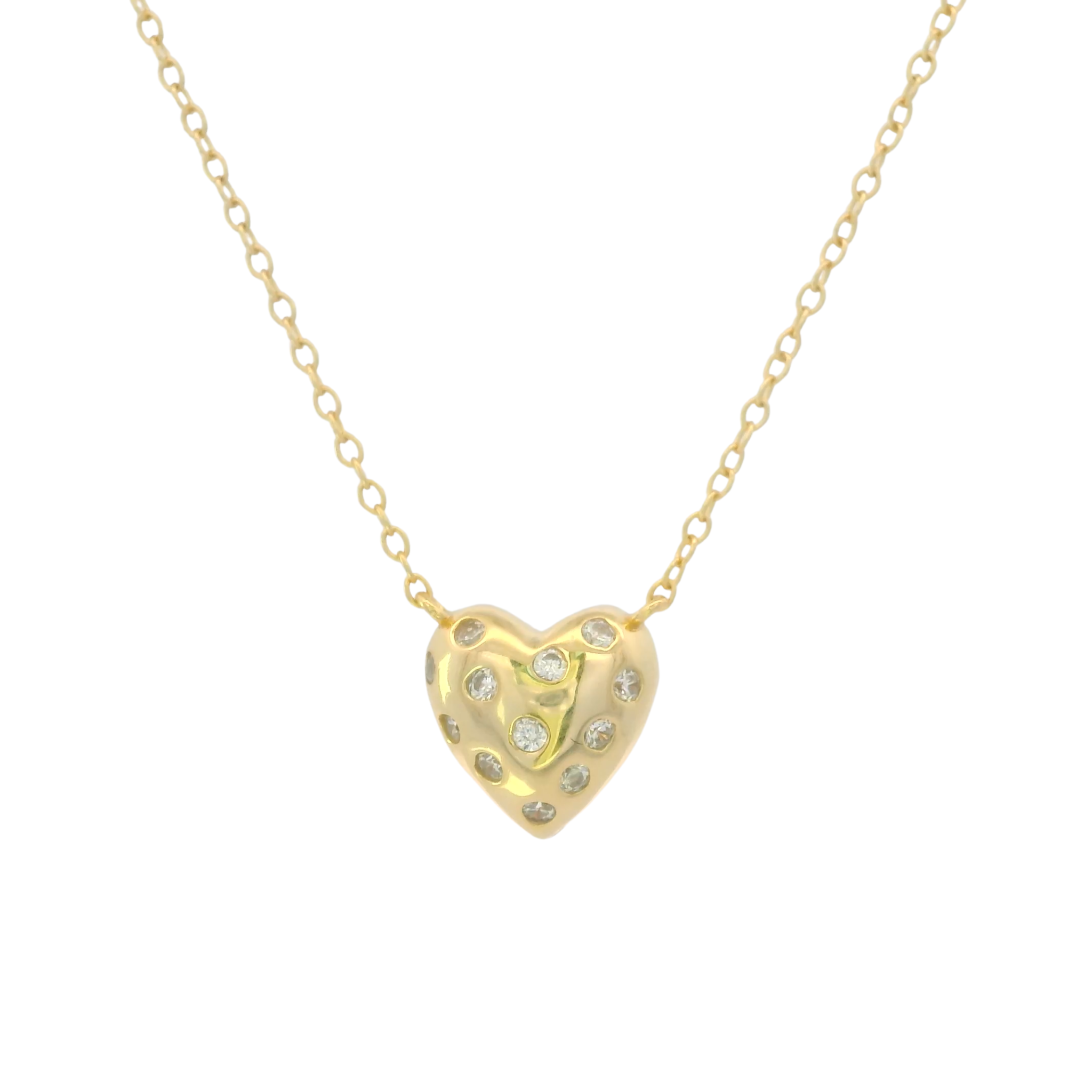 925YG SOLITARY HEART WITH CZ NECKLACE