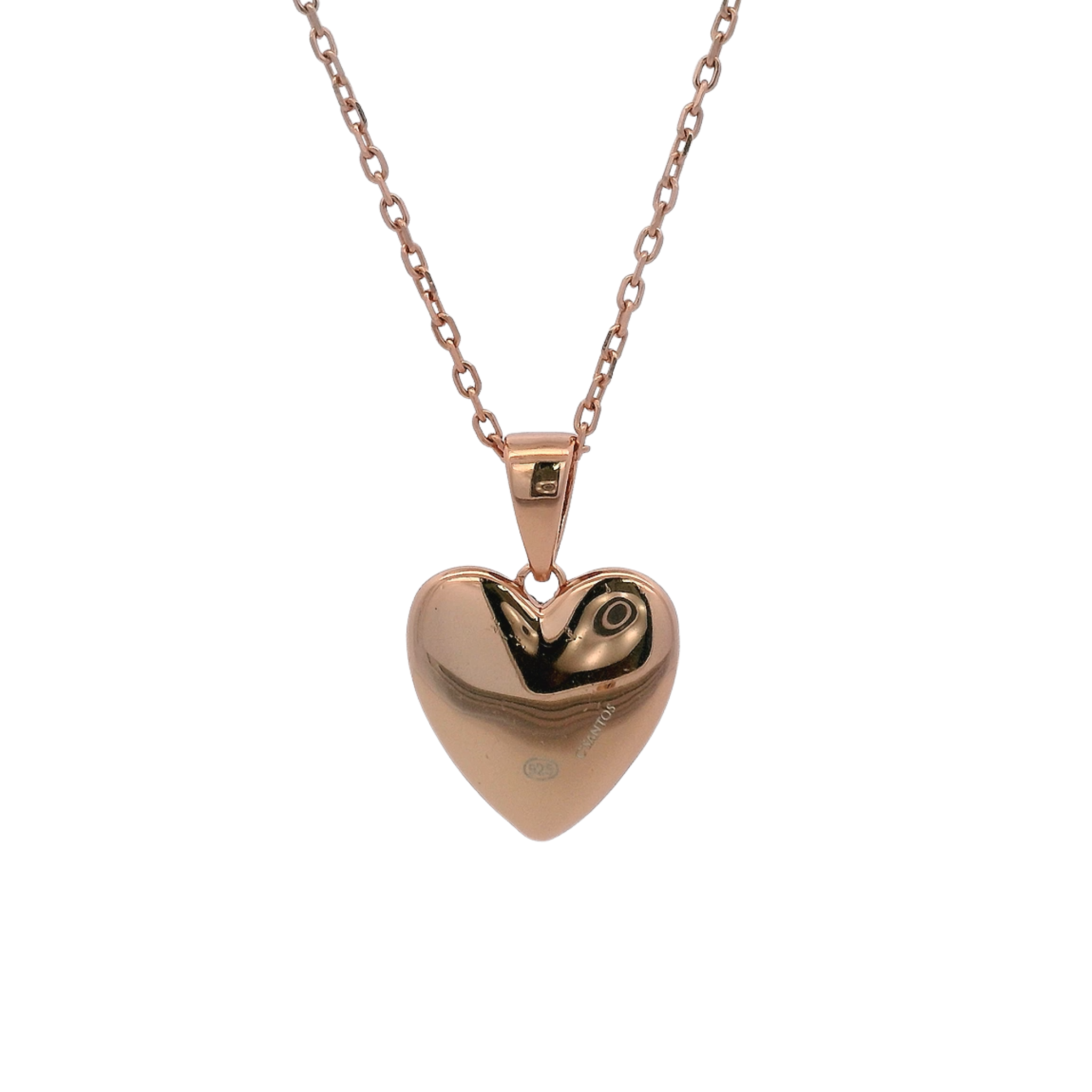 925RG HEART SMOOTH CZ FUSHIA NECKLACE