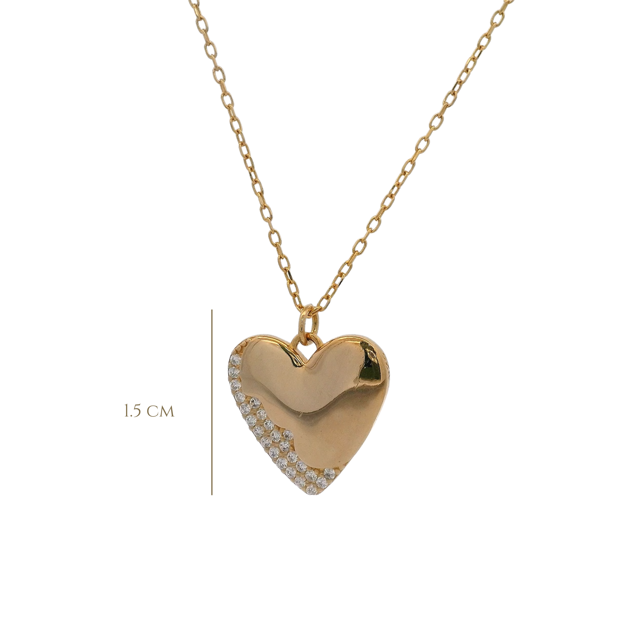 925YG HEART SEMI PAVE NECKLACE