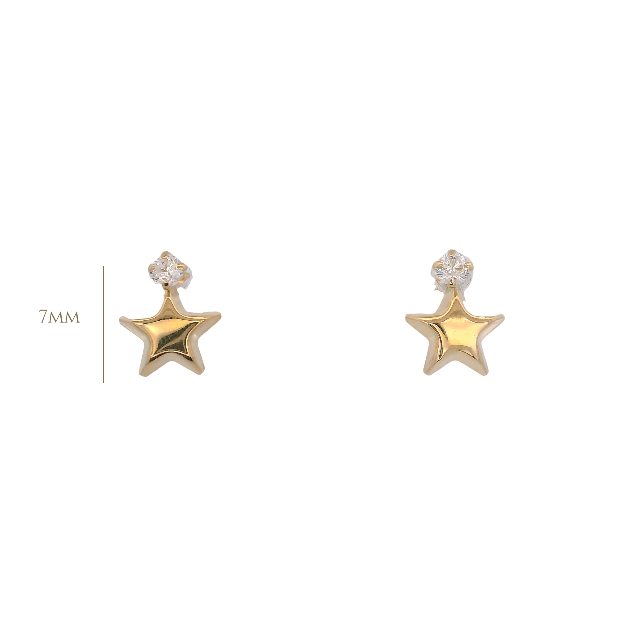 14KY STAR BASIC AND CZ 2MM EARRINGS
