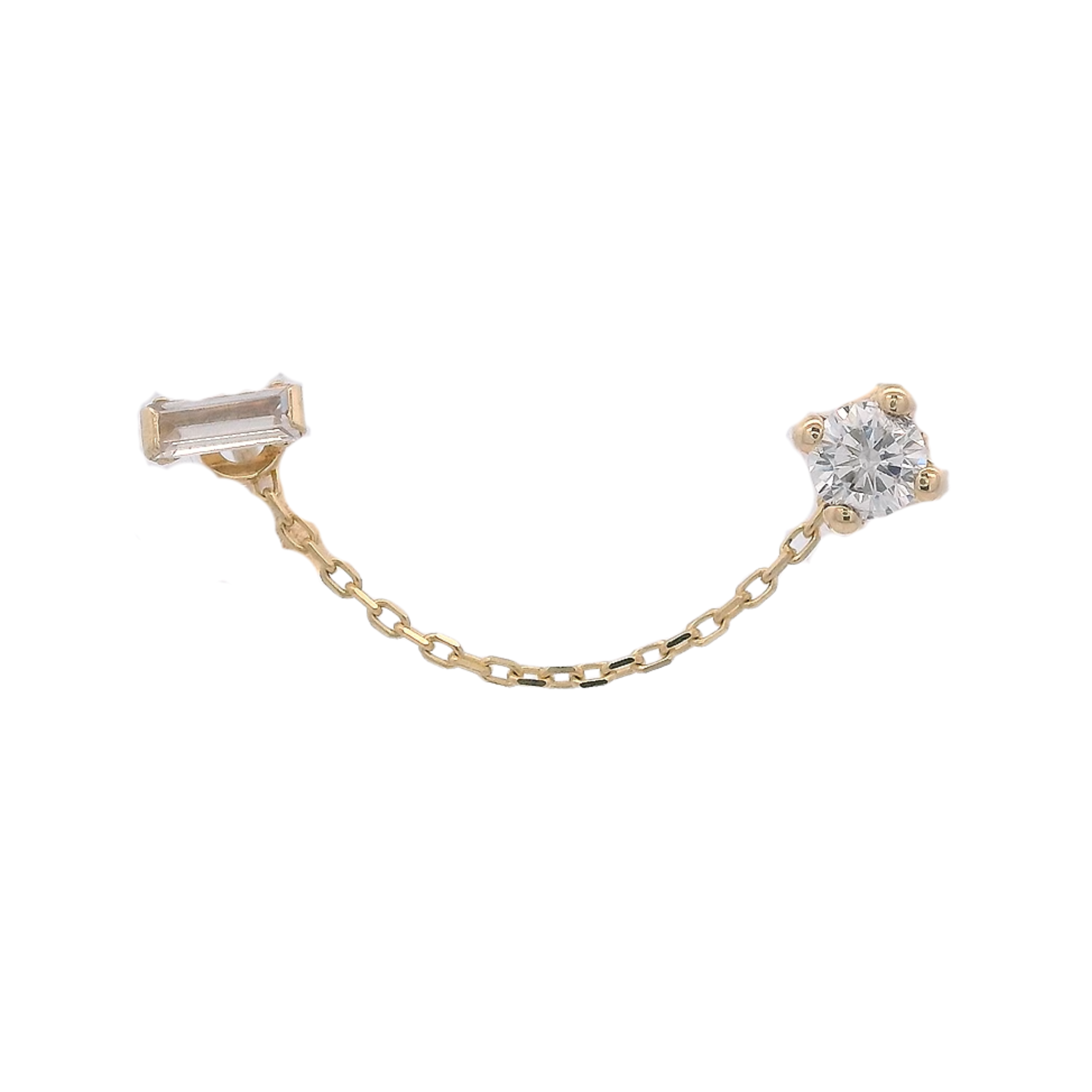 14KY BRISTONE WITH SQUARE CZ PIERCING