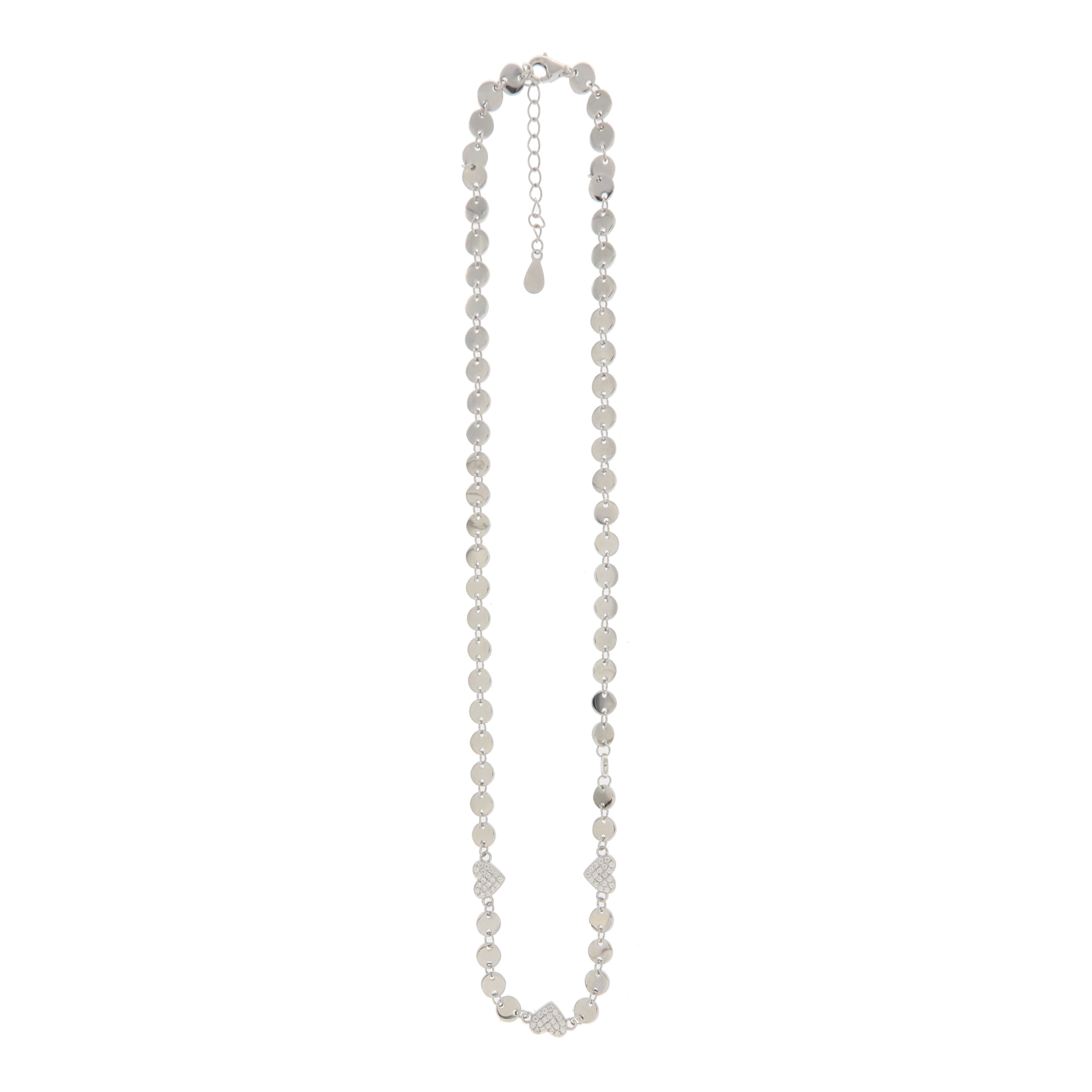 925SL TRIPLE HEART PAVE AND CIRCLE NECKLACE